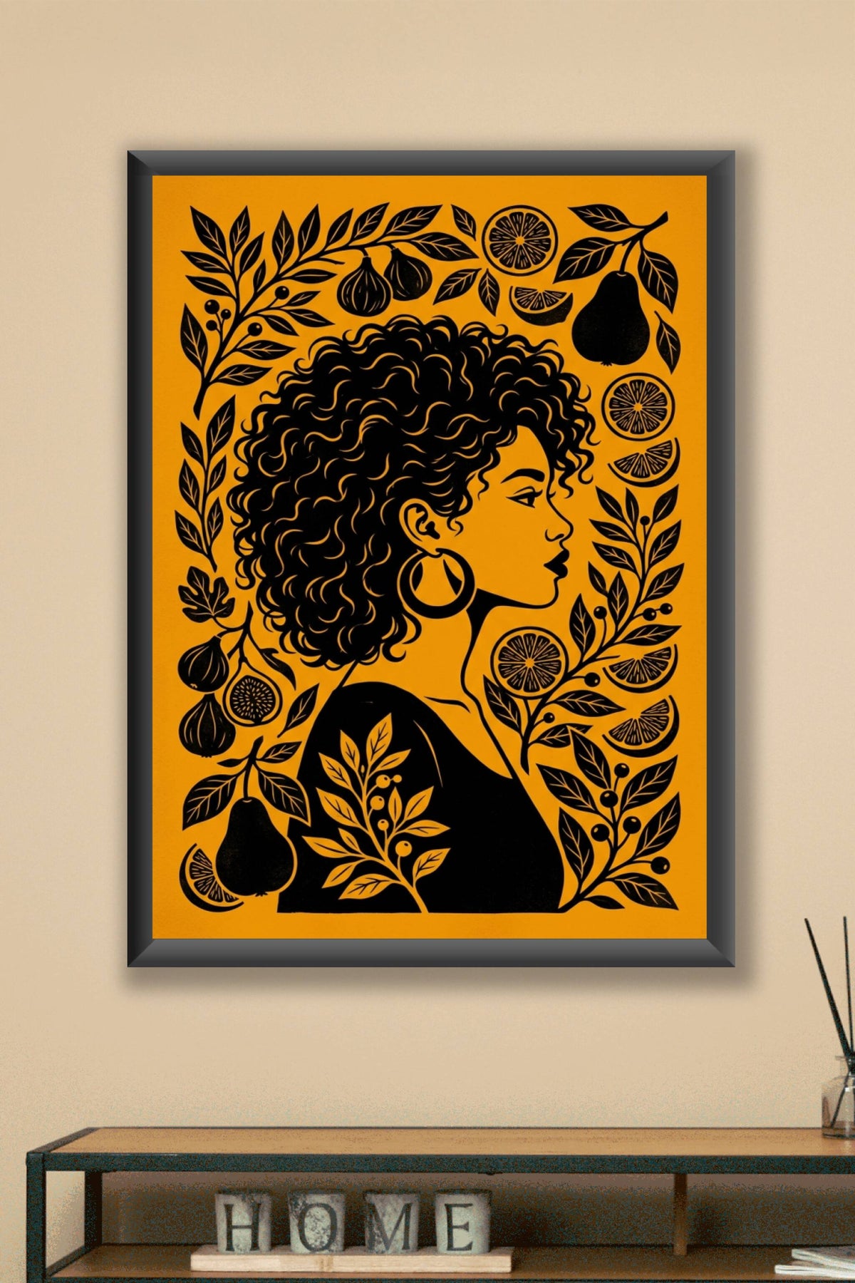 Affiche de femme, poster aux agrumes