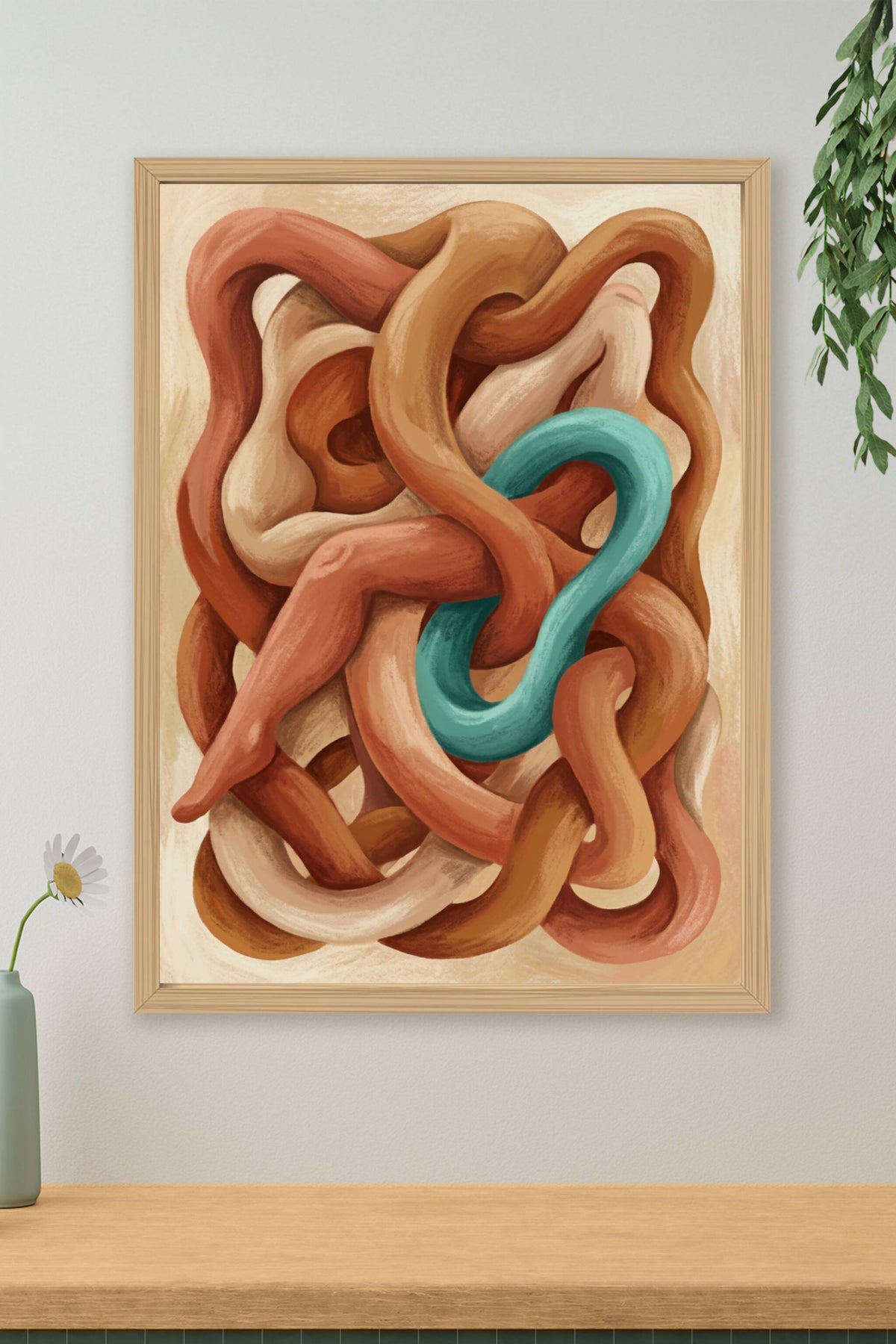 Affiche de corps entrelacés, poster abstrait