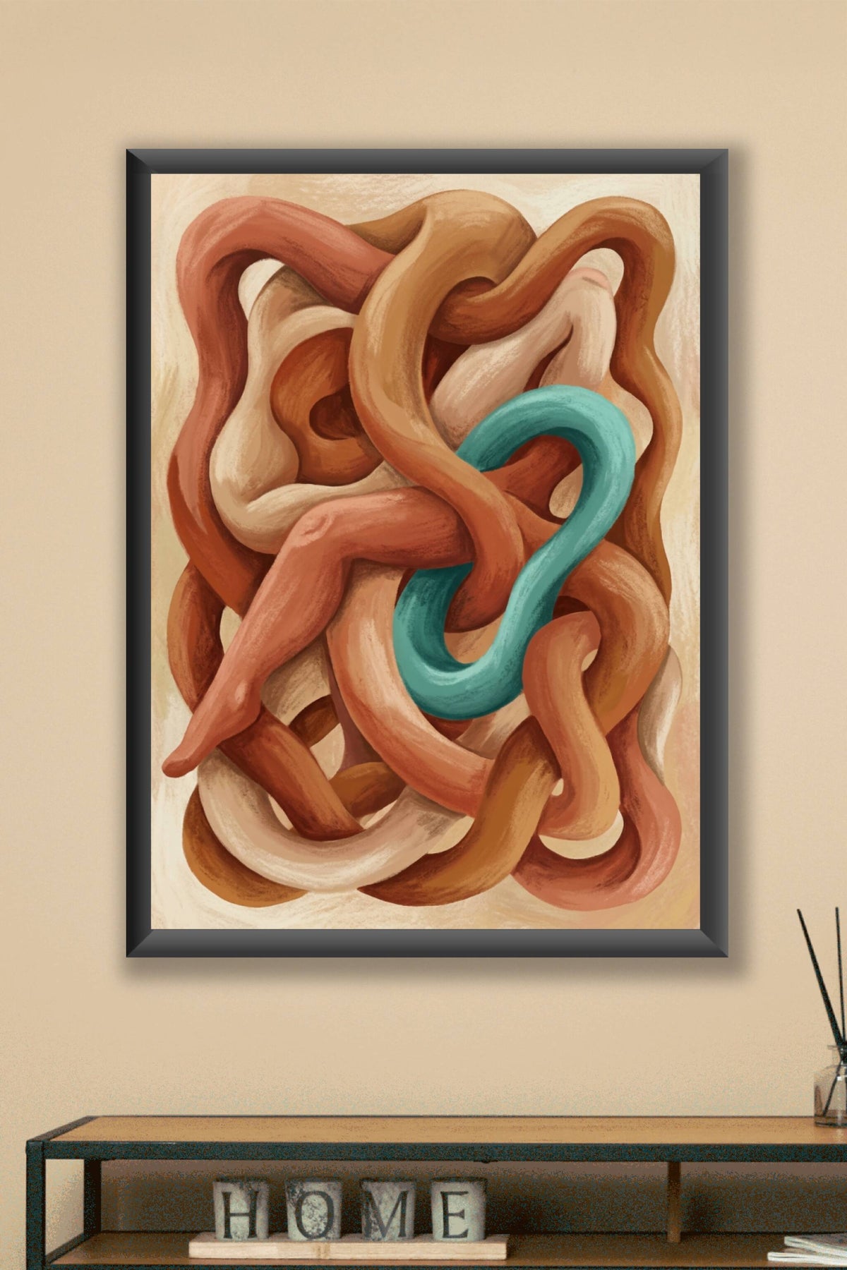 Affiche de corps entrelacés, poster abstrait