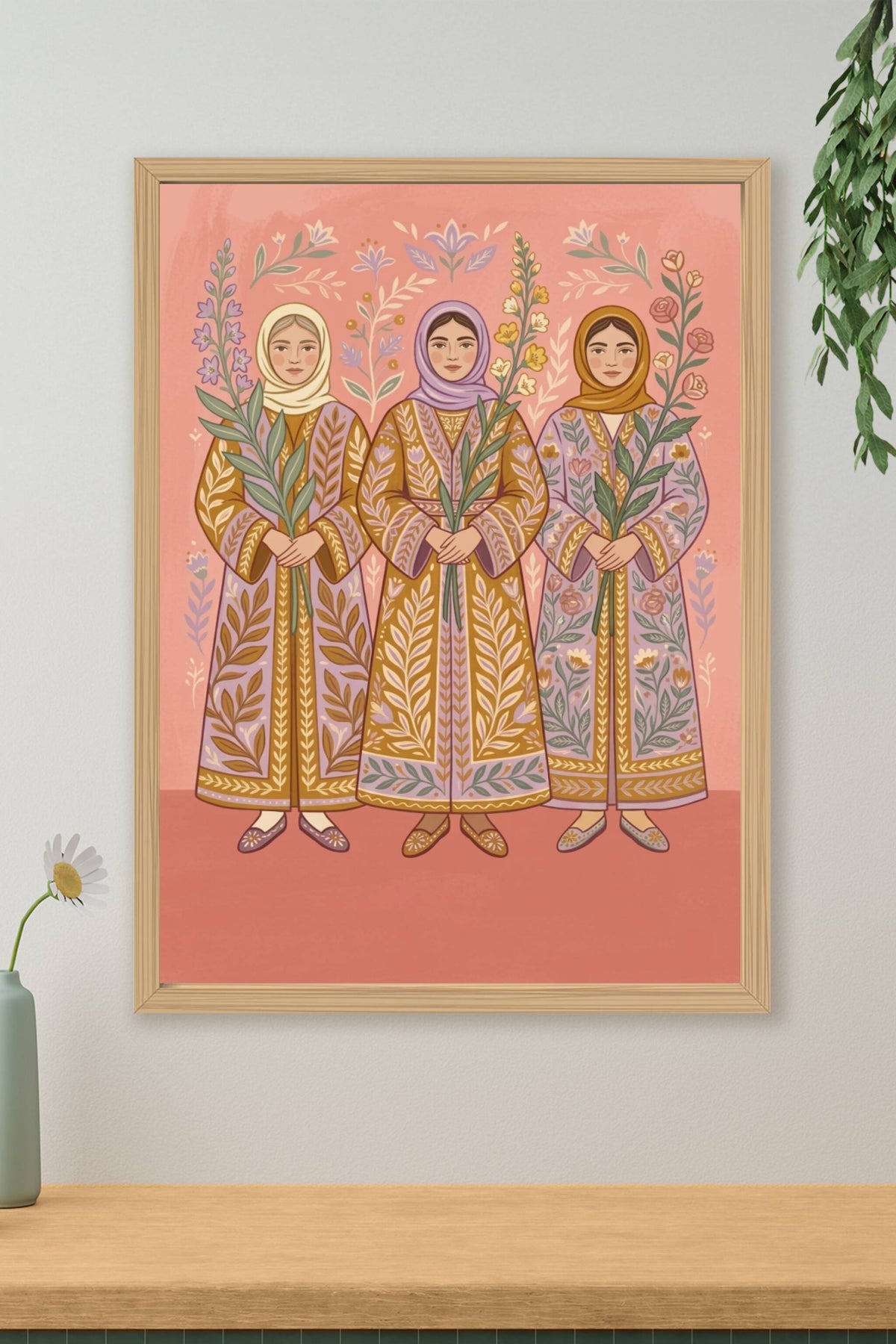 Affiche de femmes orientales, poster floral