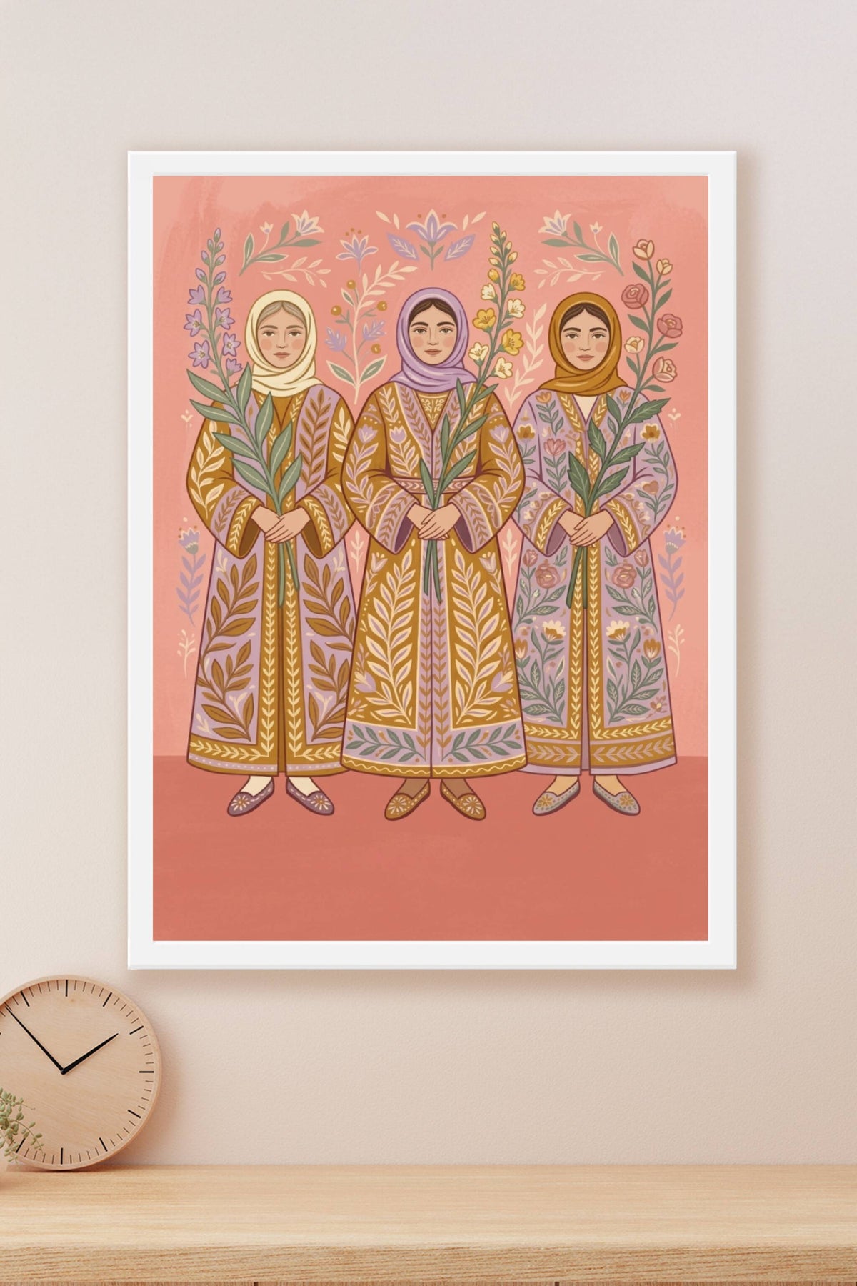 Affiche de femmes orientales, poster floral