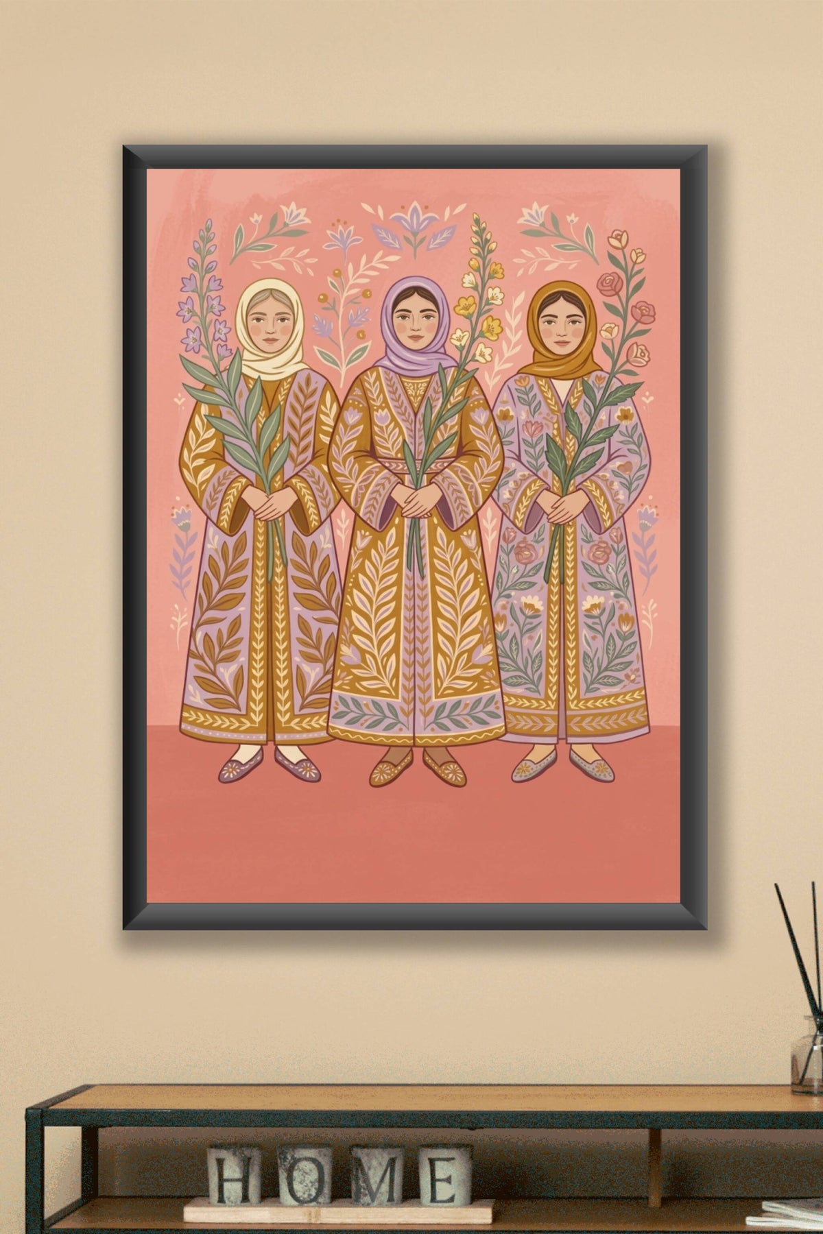 Affiche de femmes orientales, poster floral