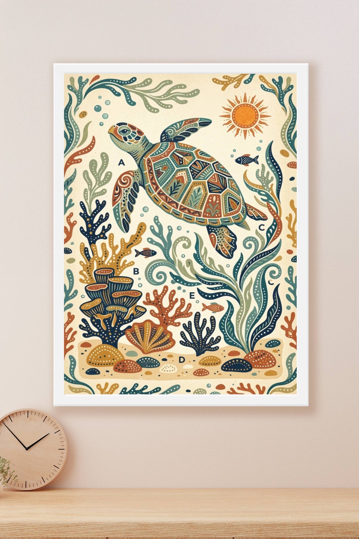Affiche de la Tortue marine, poster motifs ethniques