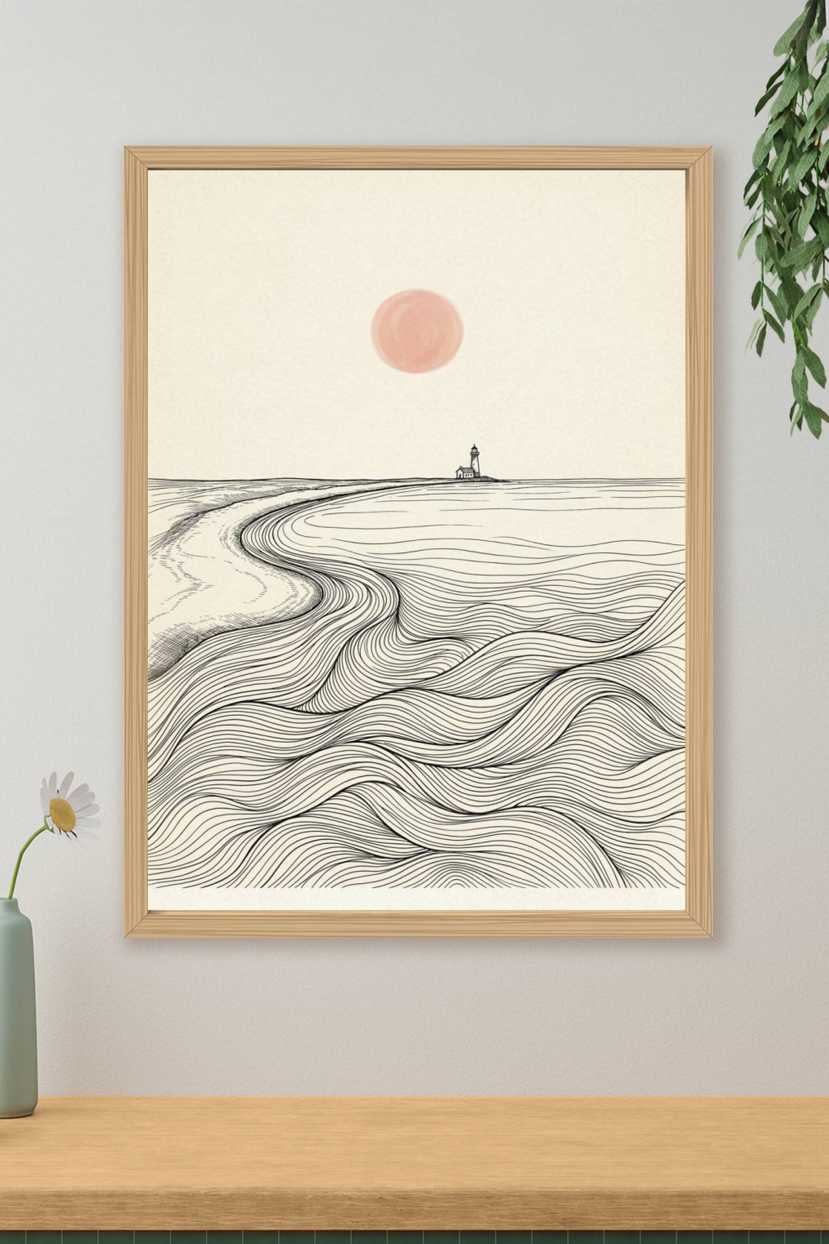 Affiche de phare japonais, poster minimaliste
