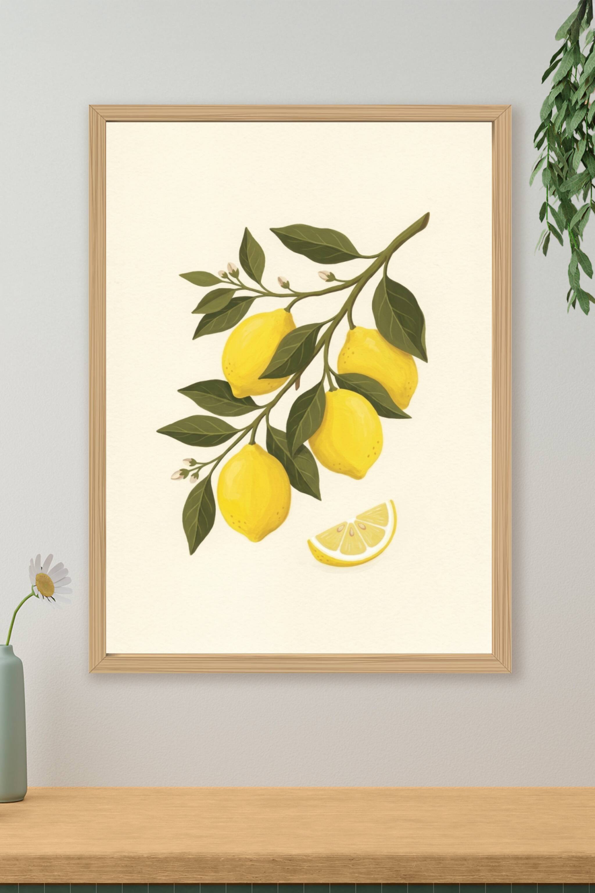 Poster Citrons, illustration botanique, affiche jaune
