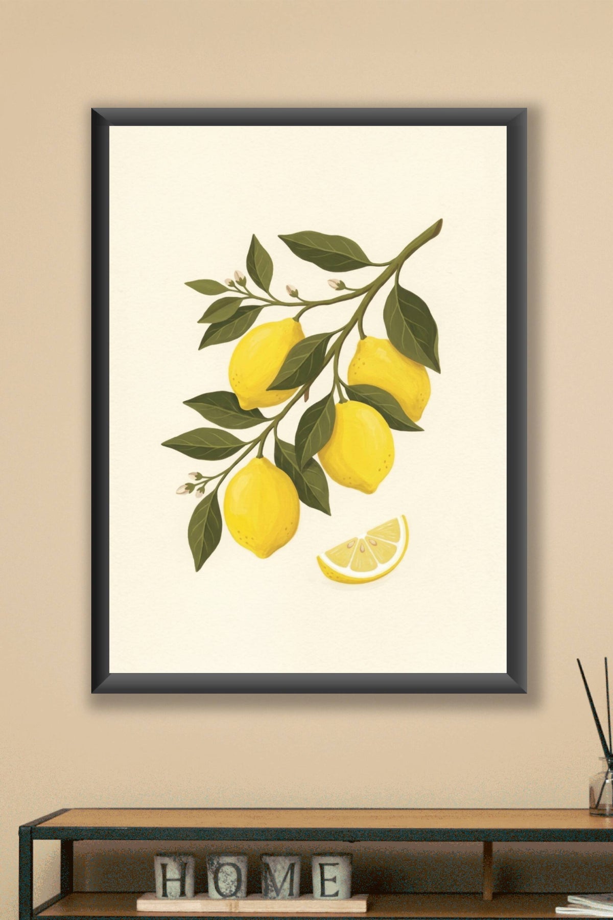 Poster Citrons, illustration botanique, affiche jaune