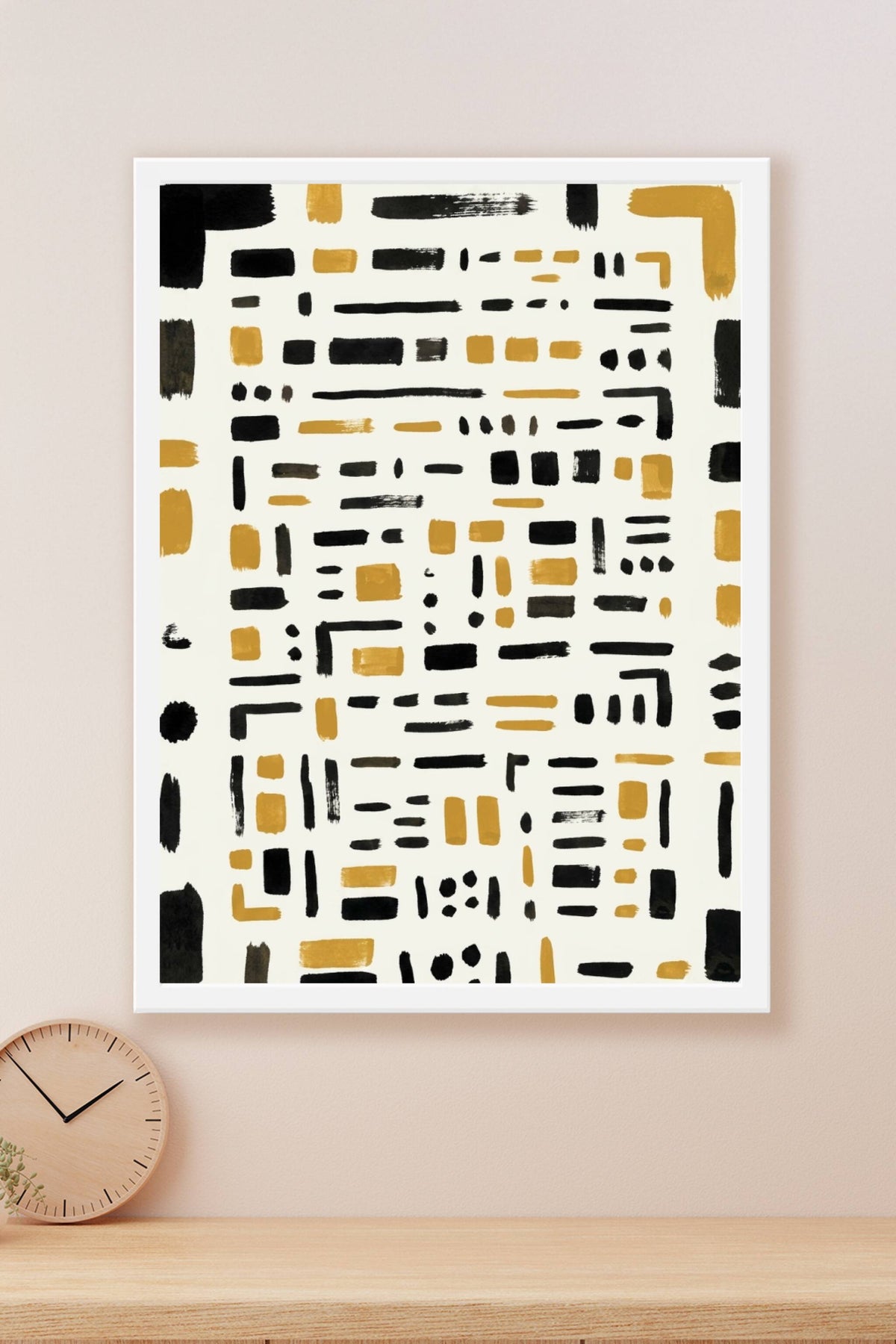Affiche d'art abstrait, poster formes noires et ocre