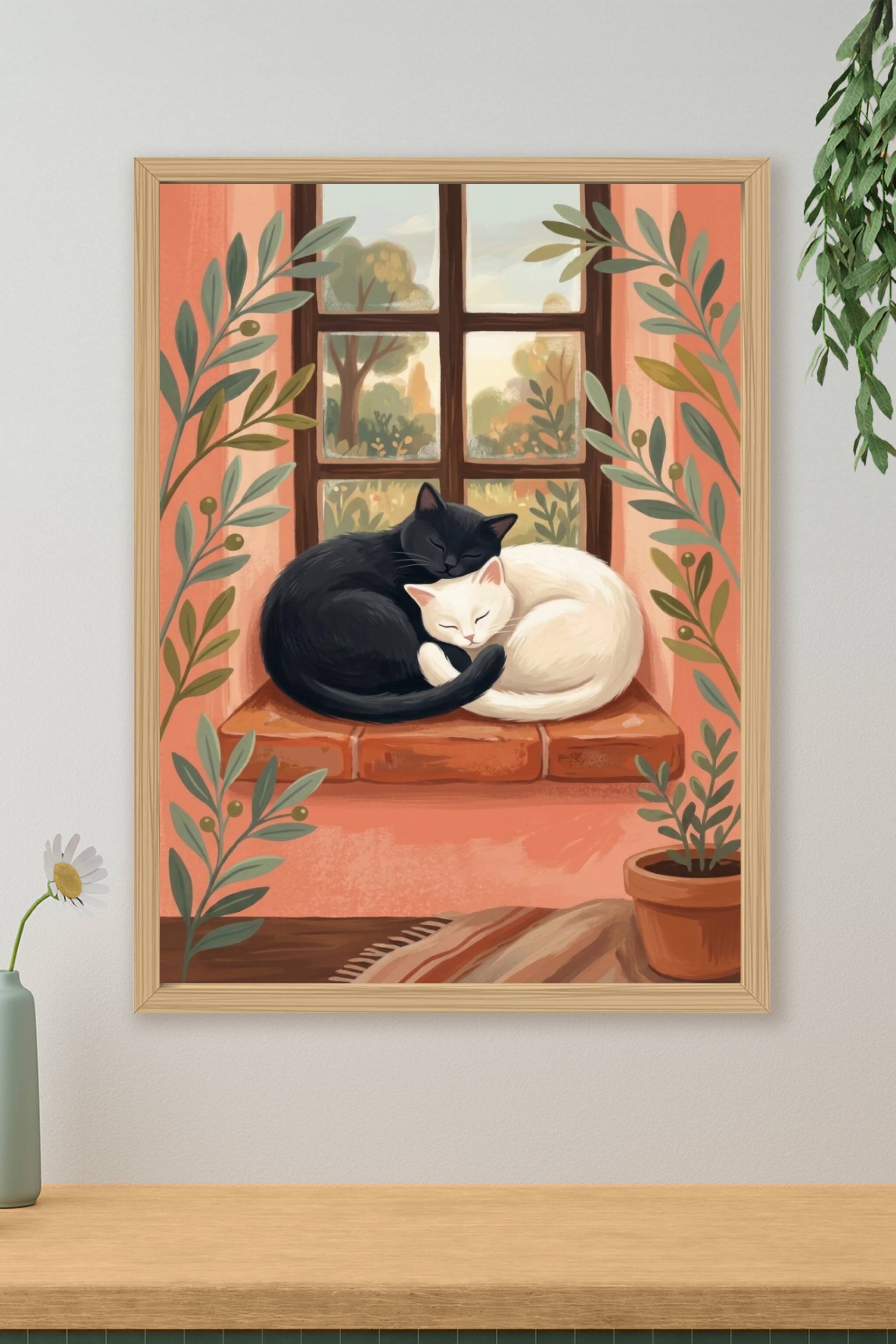 Affiche de chats, poster deux chats enlacés