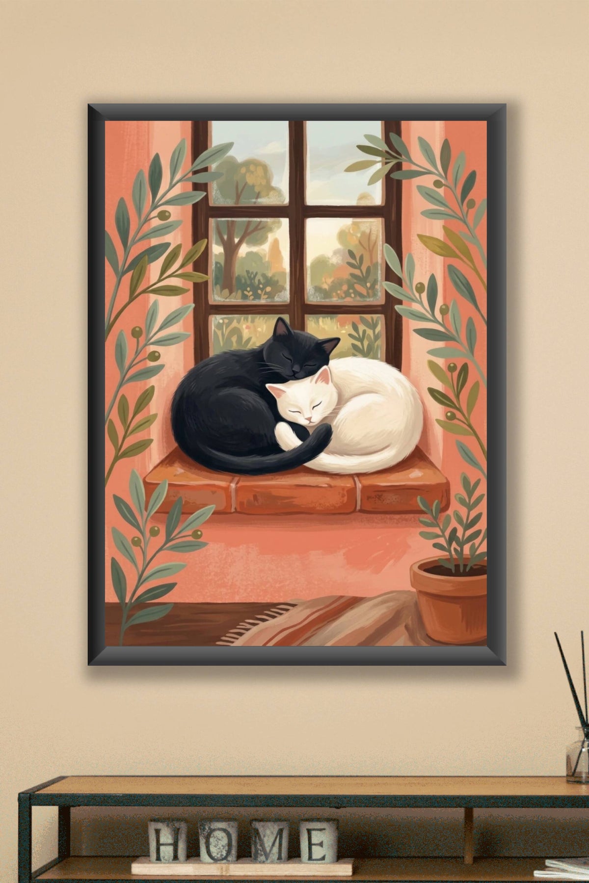 Affiche de chats, poster deux chats enlacés