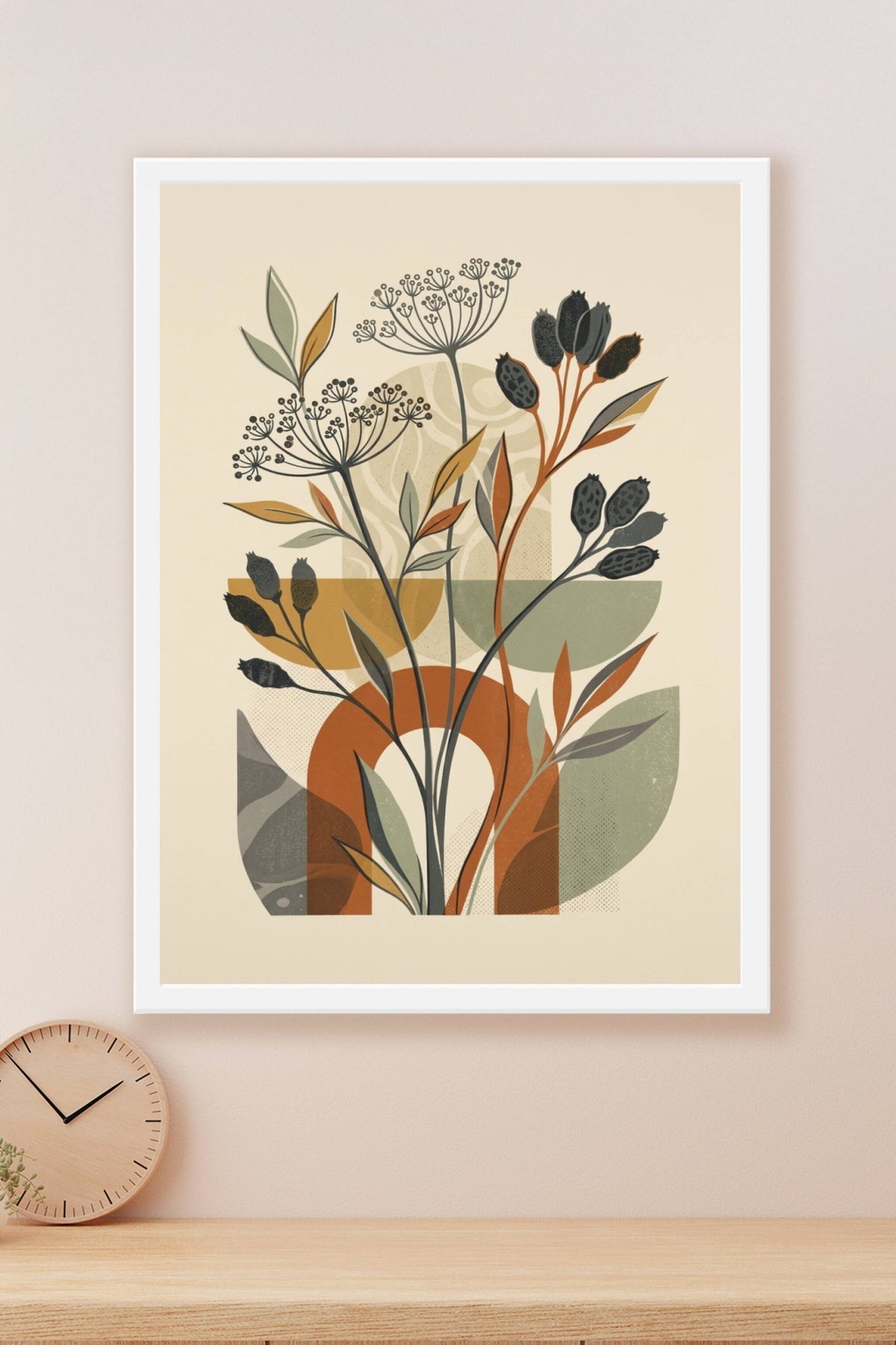 Affiche de fleurs séchées, poster formes abstraites