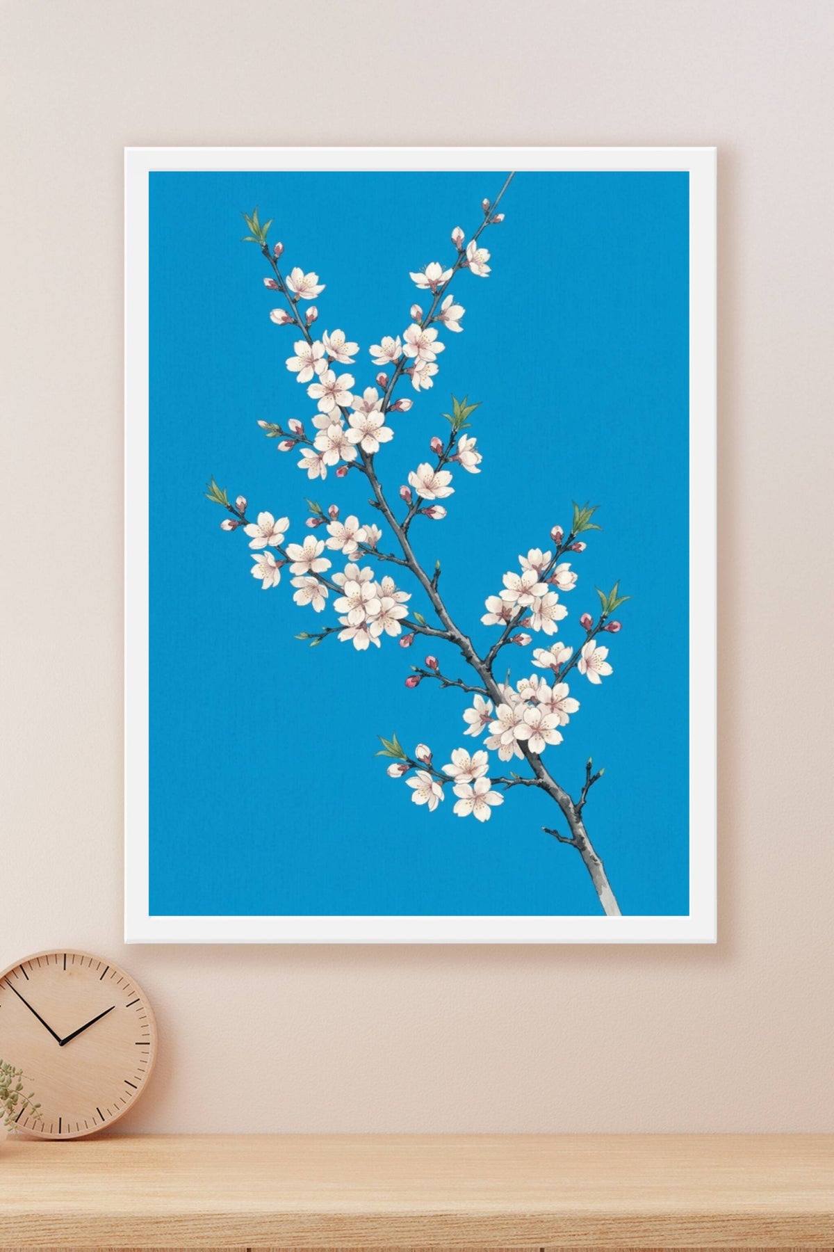 Poster d'amandier en fleurs, branche japonaise