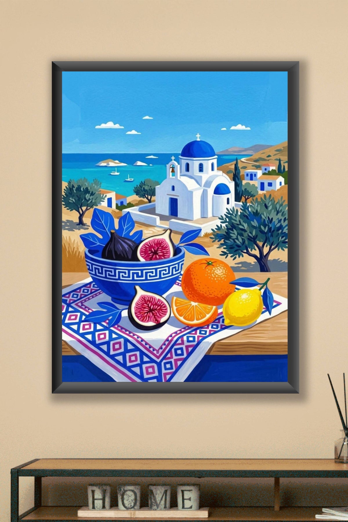 Affiche de Grèce, poster église bleue