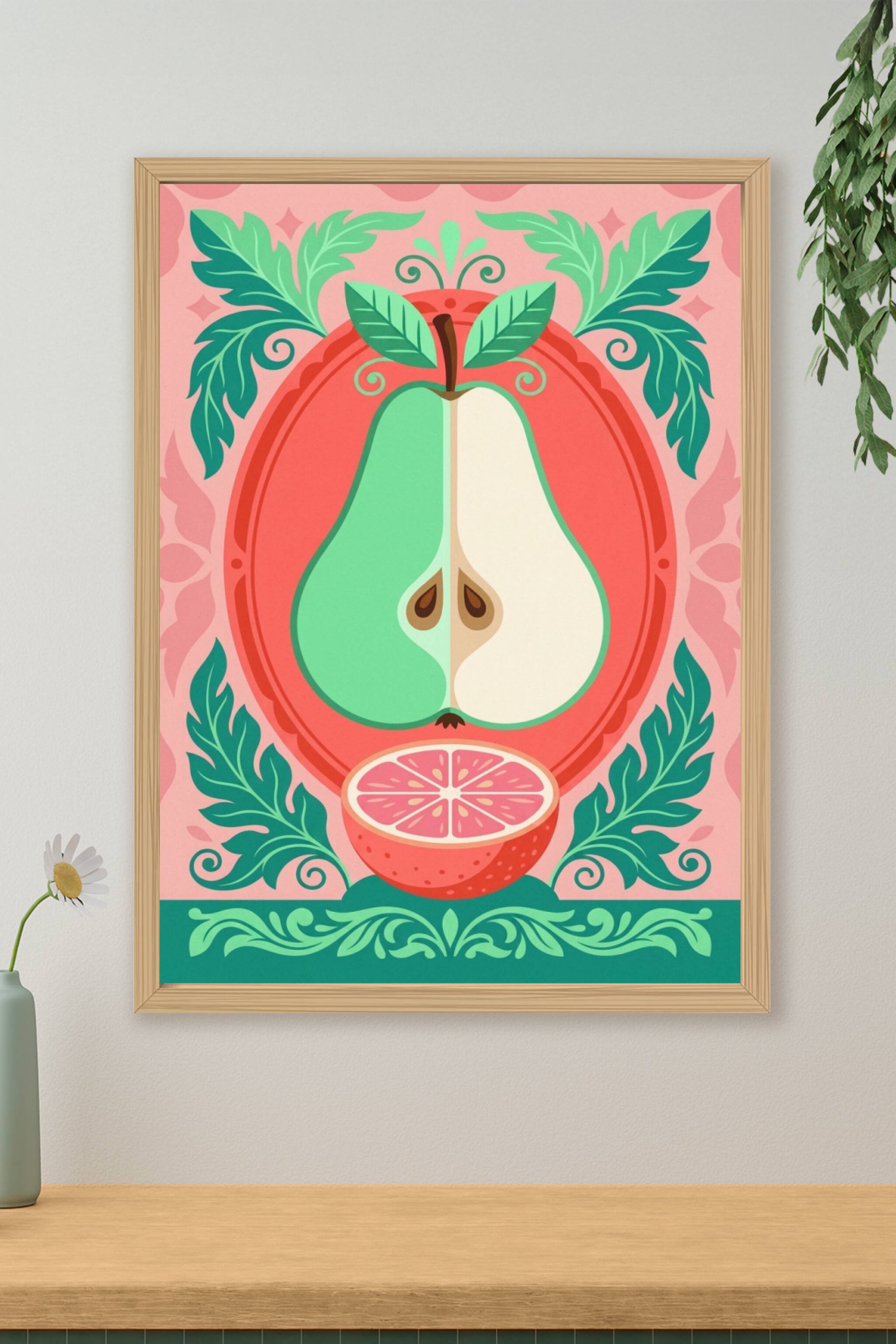 Affiche de poire, poster illustration graphique