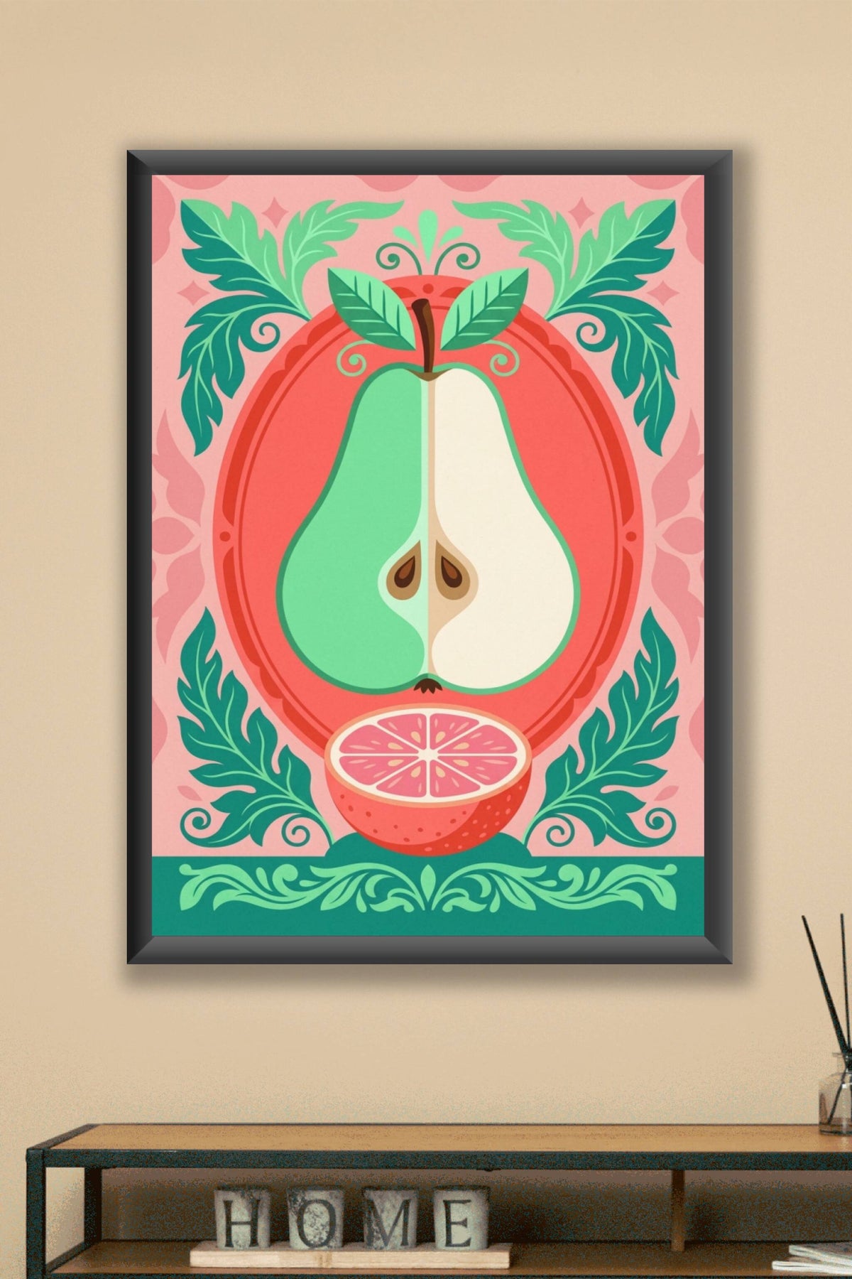 Affiche de poire, poster illustration graphique
