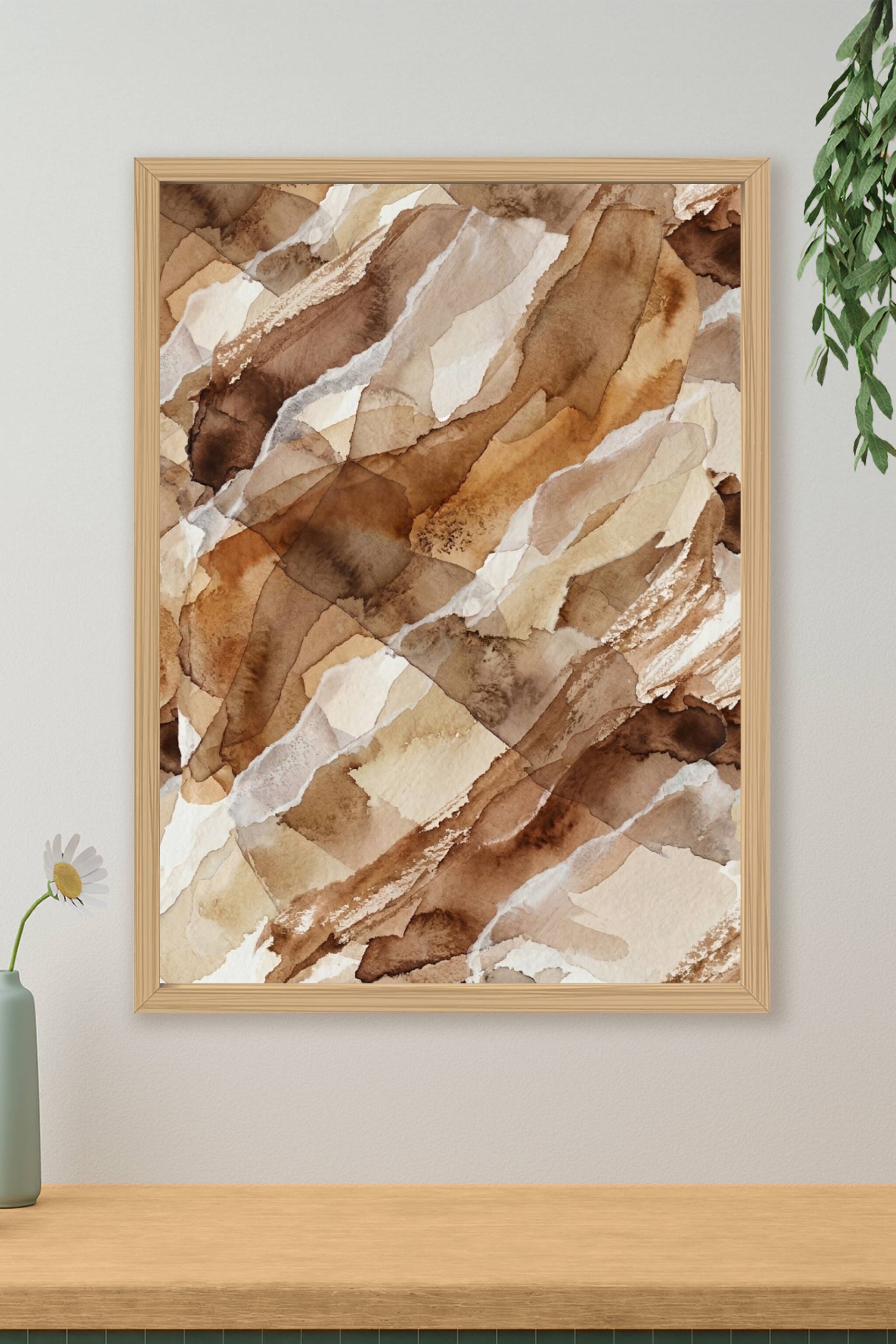 Affiche d'art abstrait, poster terre de sienne