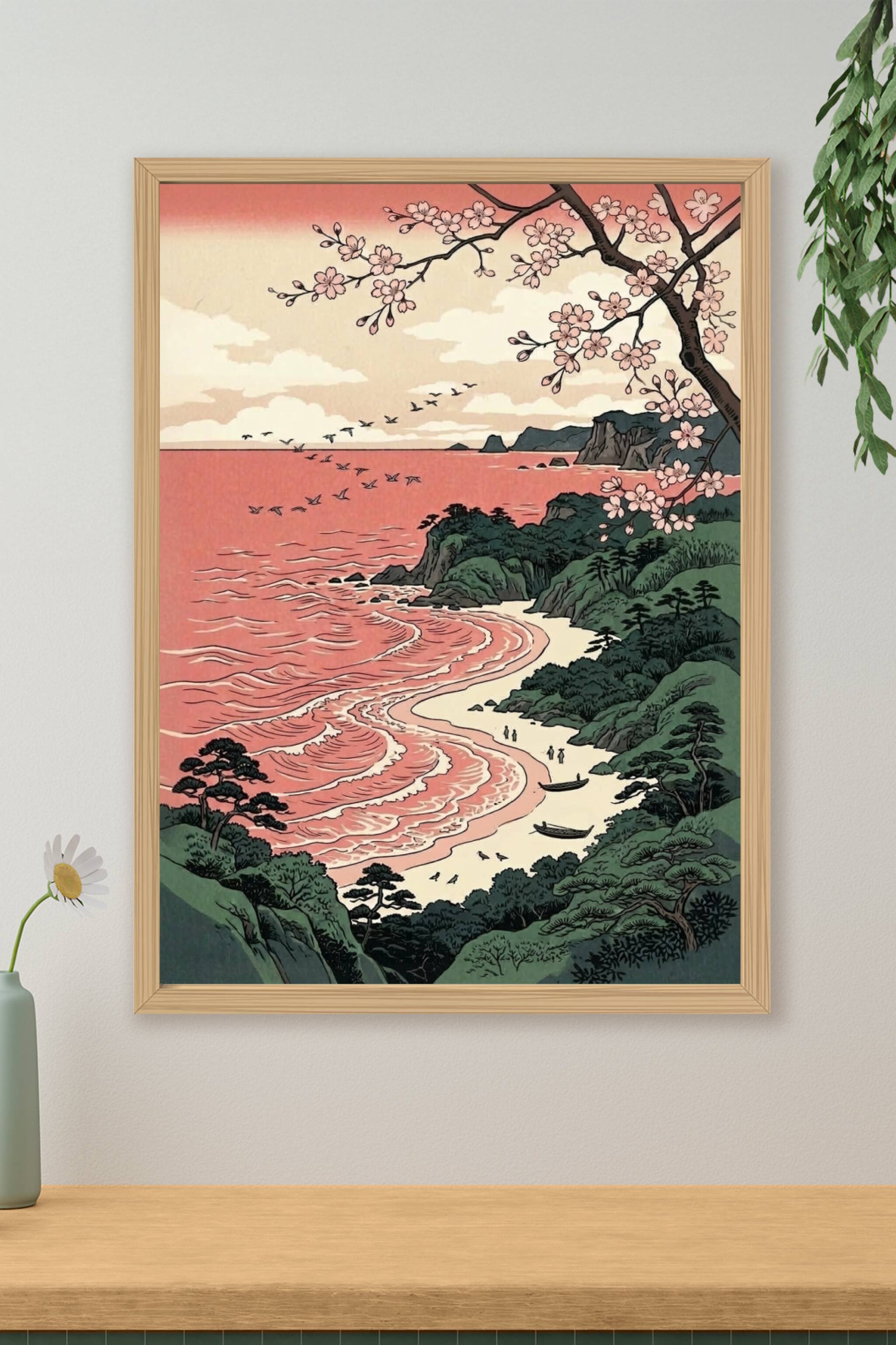 Affiche du Japon, poster cerisiers en fleurs