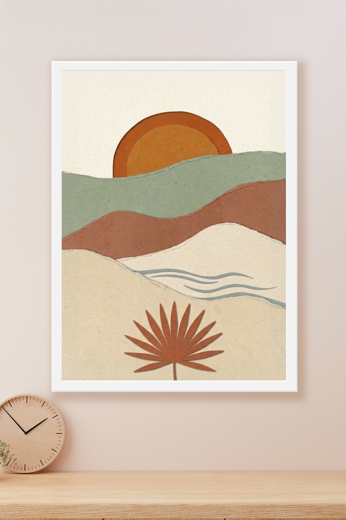 Poster Paysage abstrait, style papier découpé