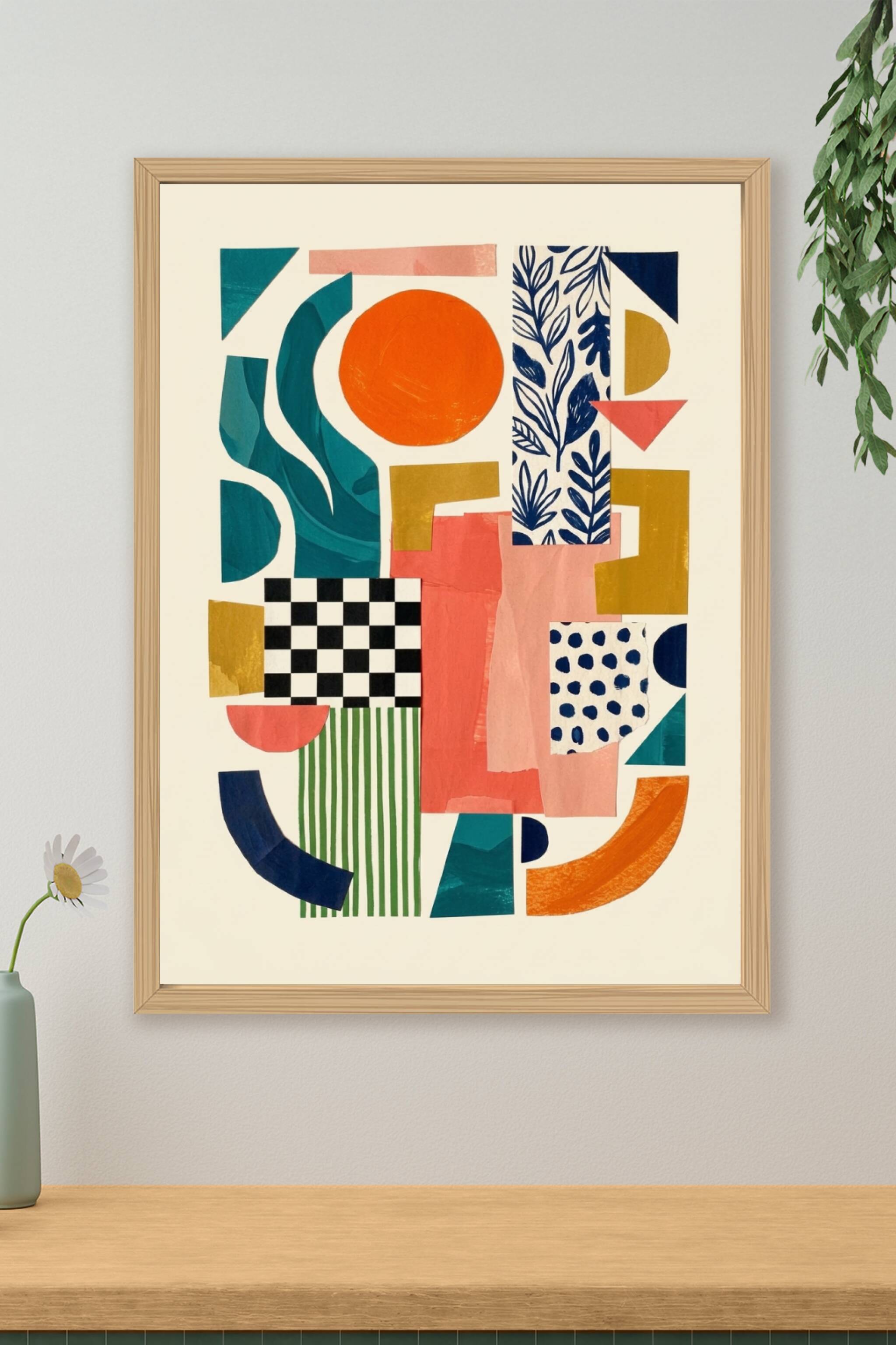 Affiche d'abstraction géométrique, poster collage