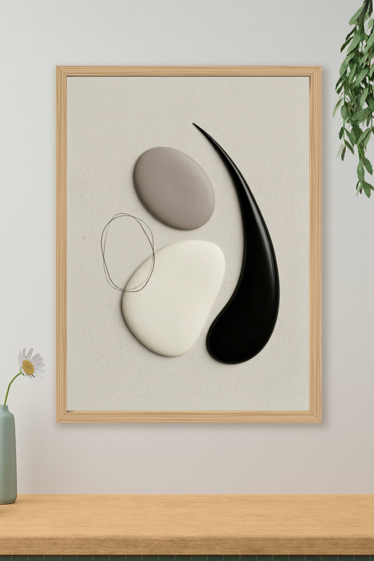 Affiche d'art abstrait, poster galets minimalistes