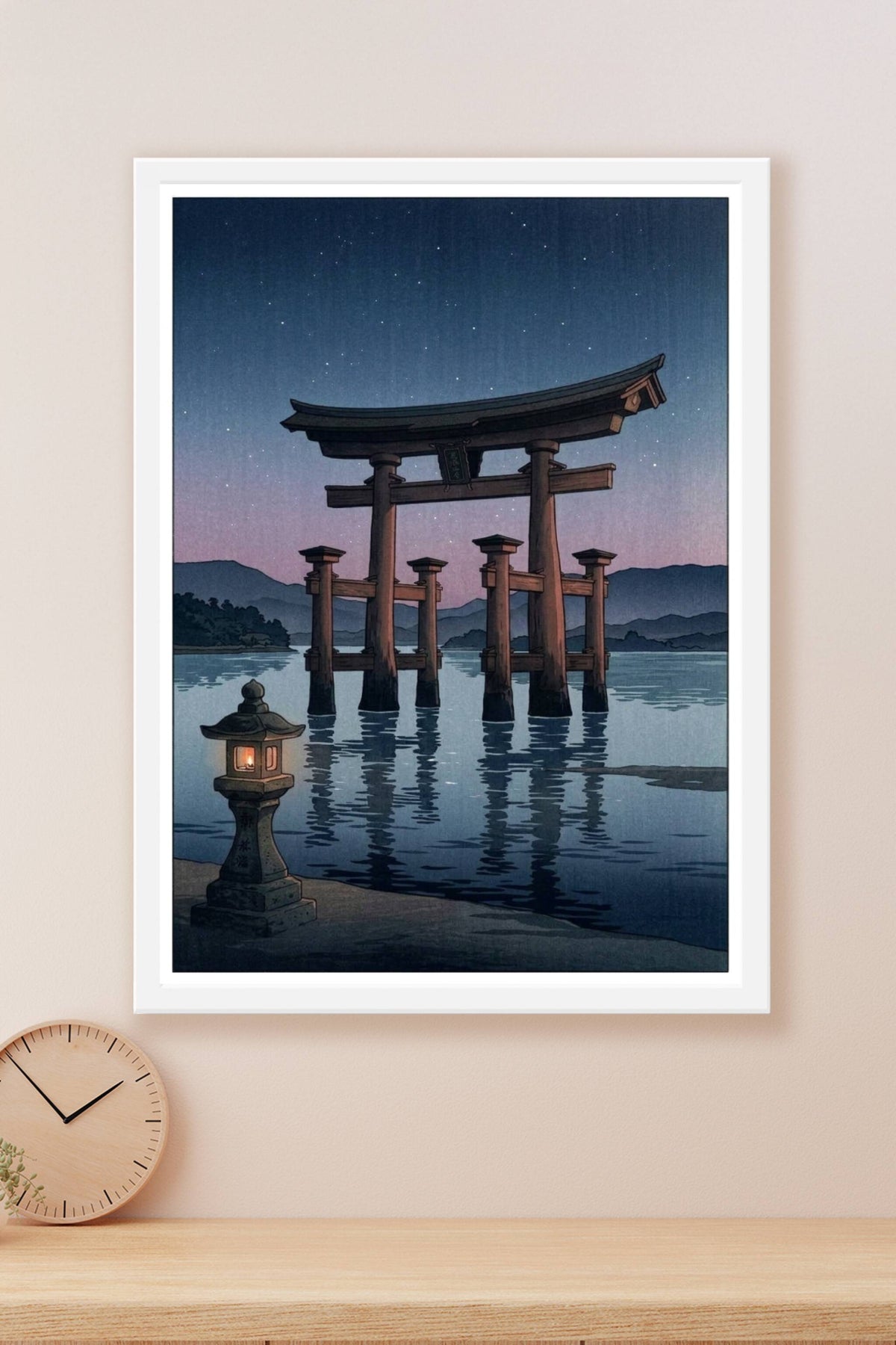 Affiche du Torii de Miyajima, poster nuit étoilée