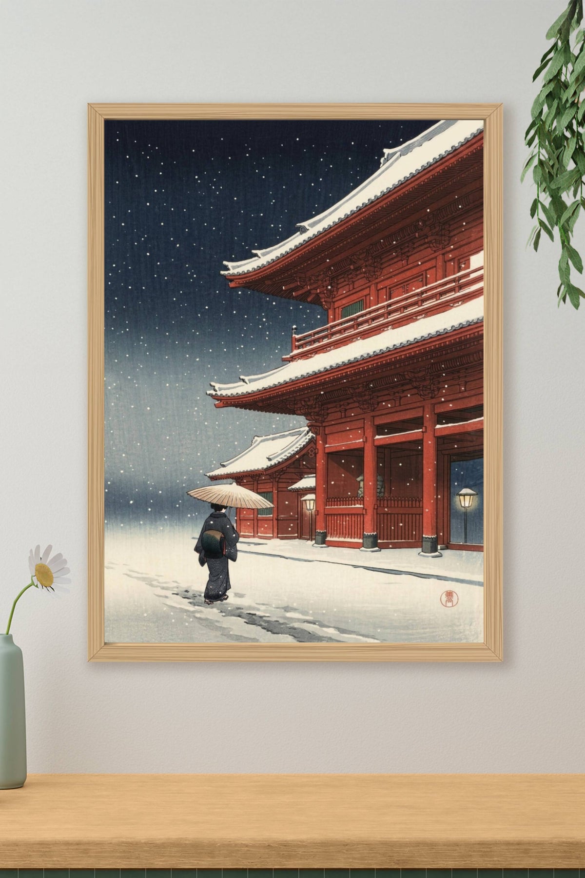 Affiche Temple Japonais sous la neige, poster