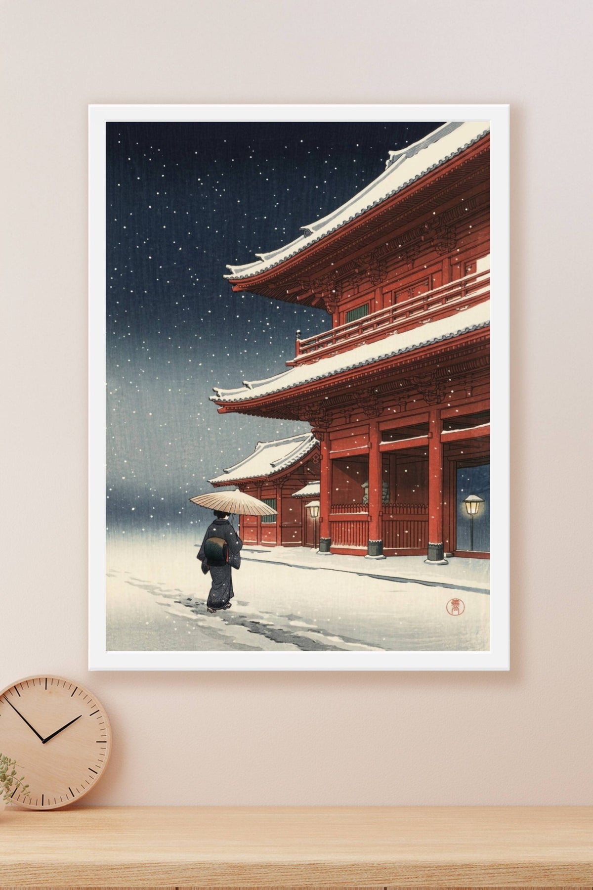 Affiche Temple Japonais sous la neige, poster