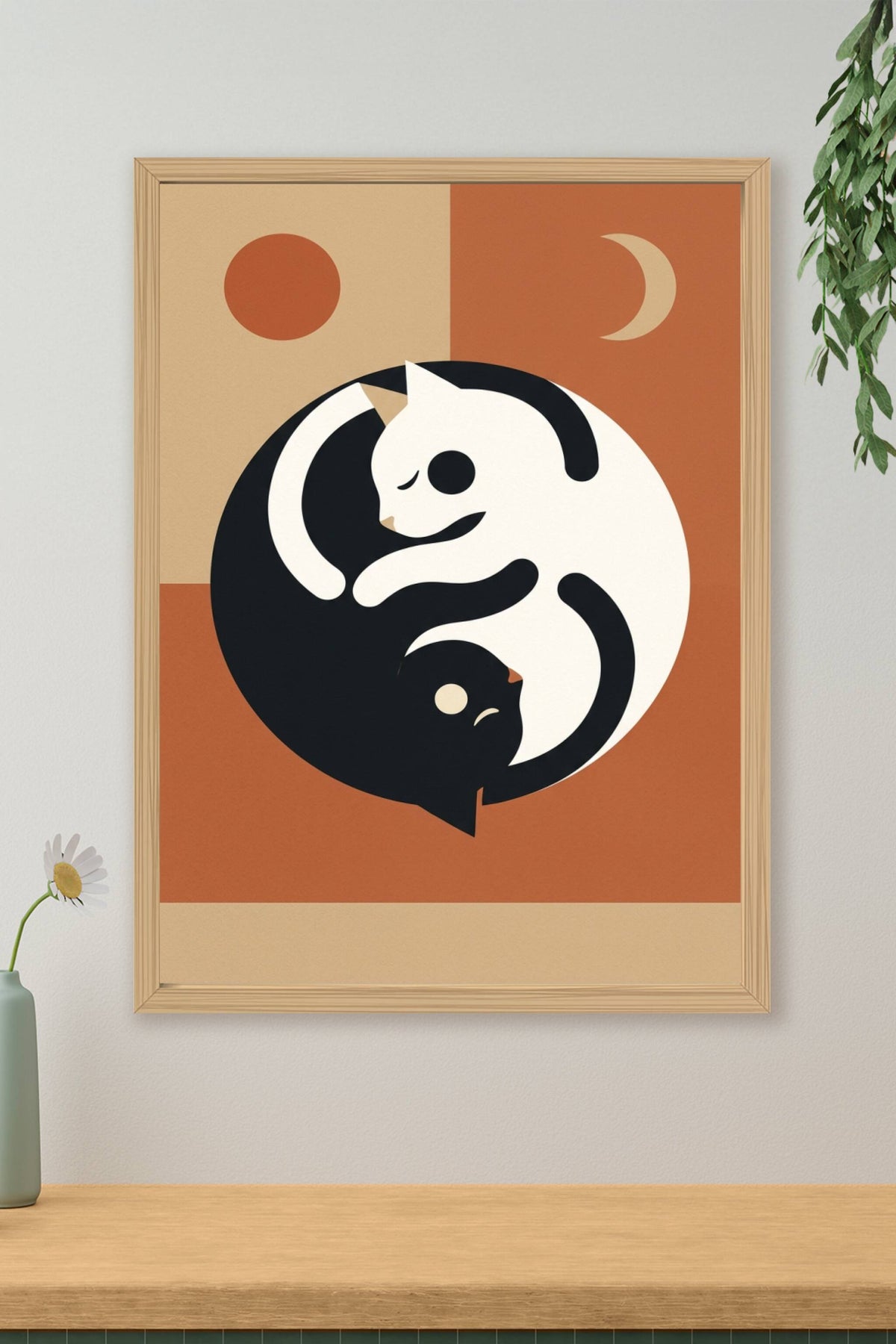 Affiche du Yin et Yang Chats, poster minimaliste