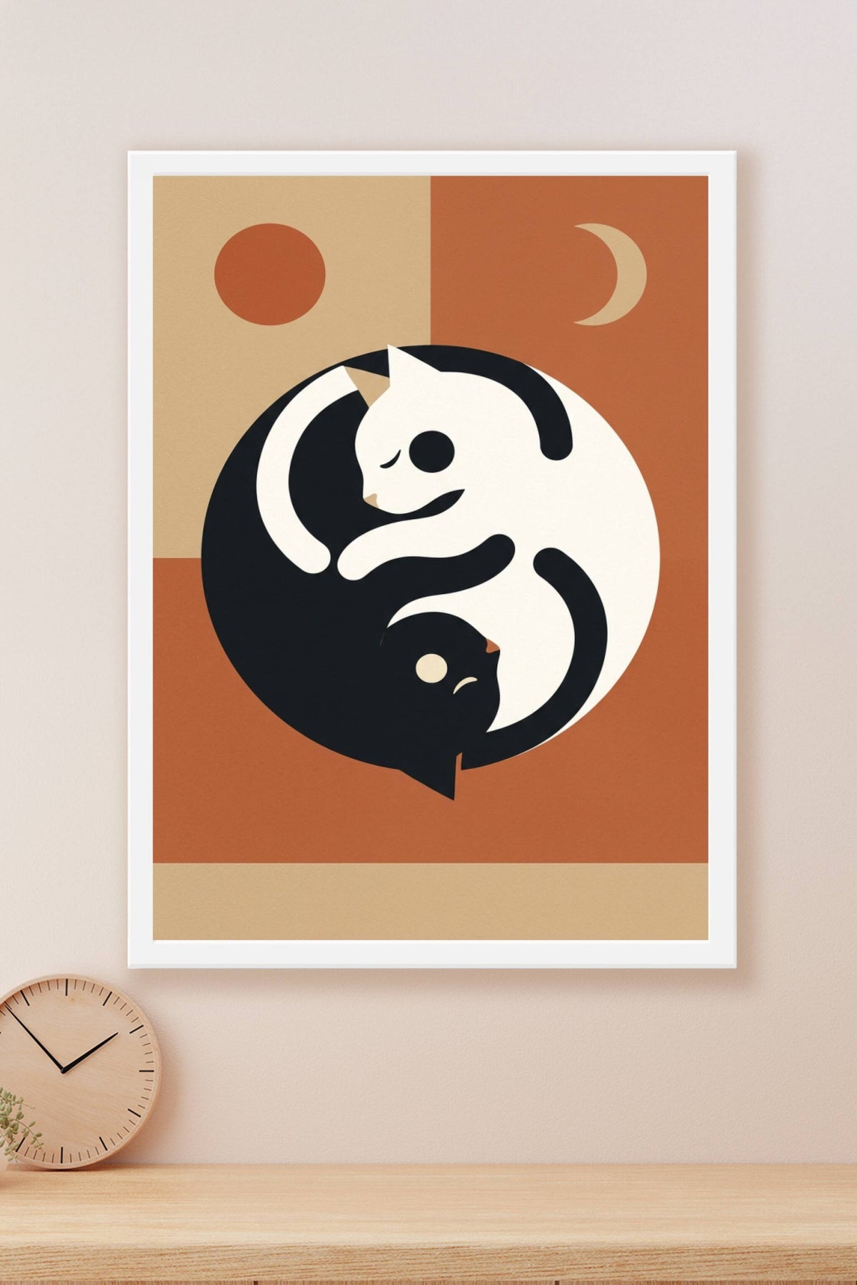 Affiche du Yin et Yang Chats, poster minimaliste