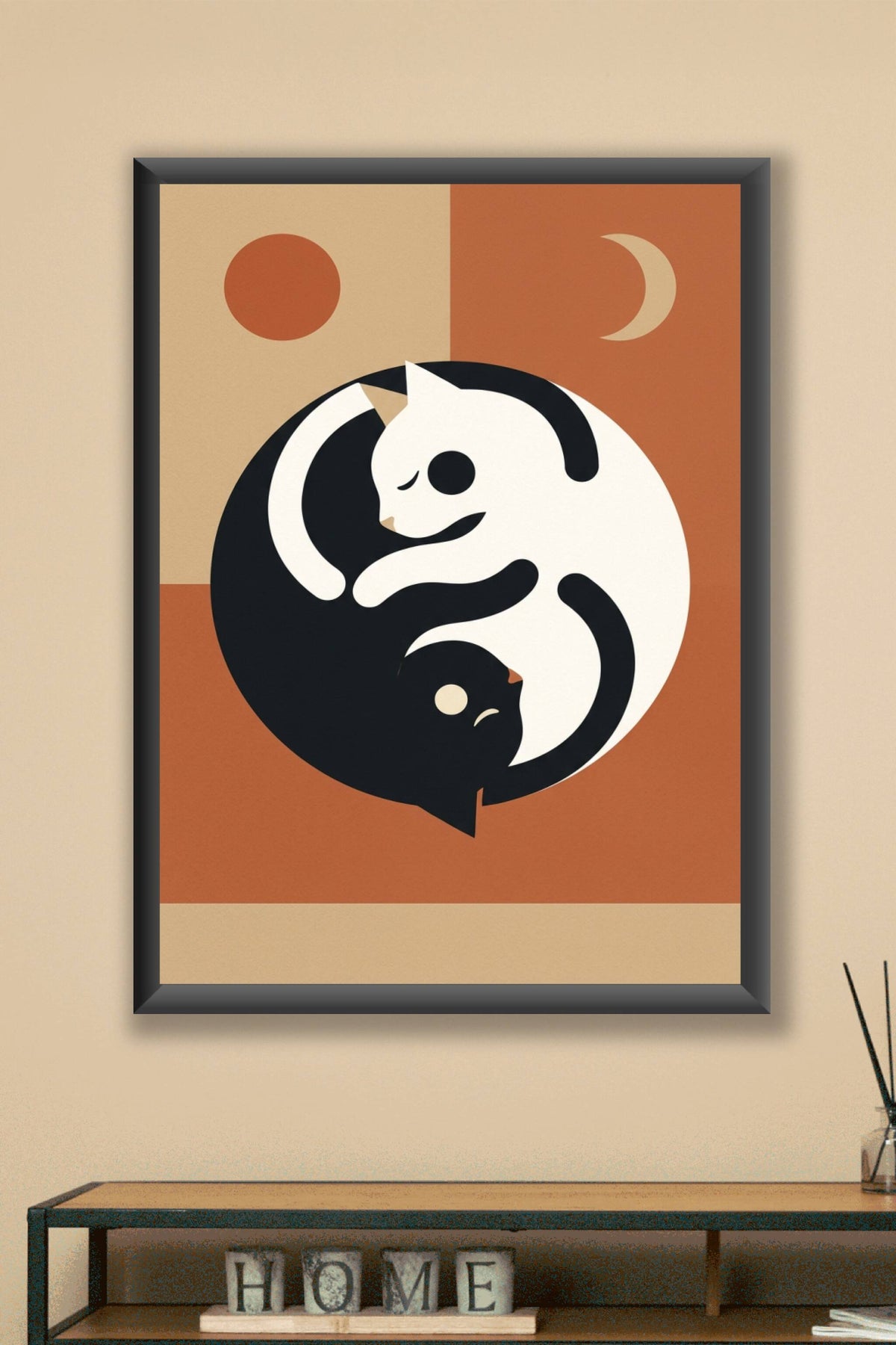 Affiche du Yin et Yang Chats, poster minimaliste