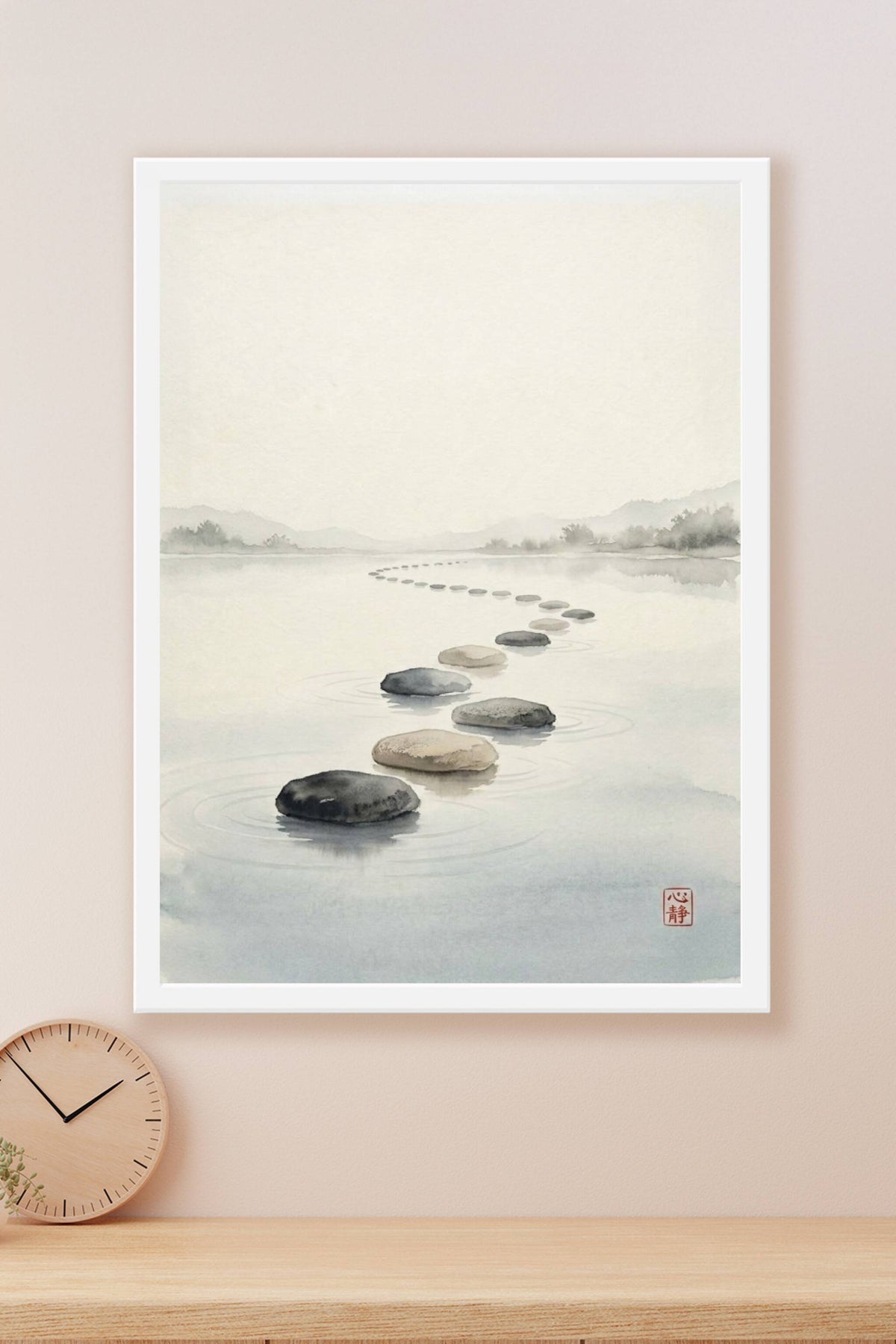 Affiche de jardin zen japonais, poster galets