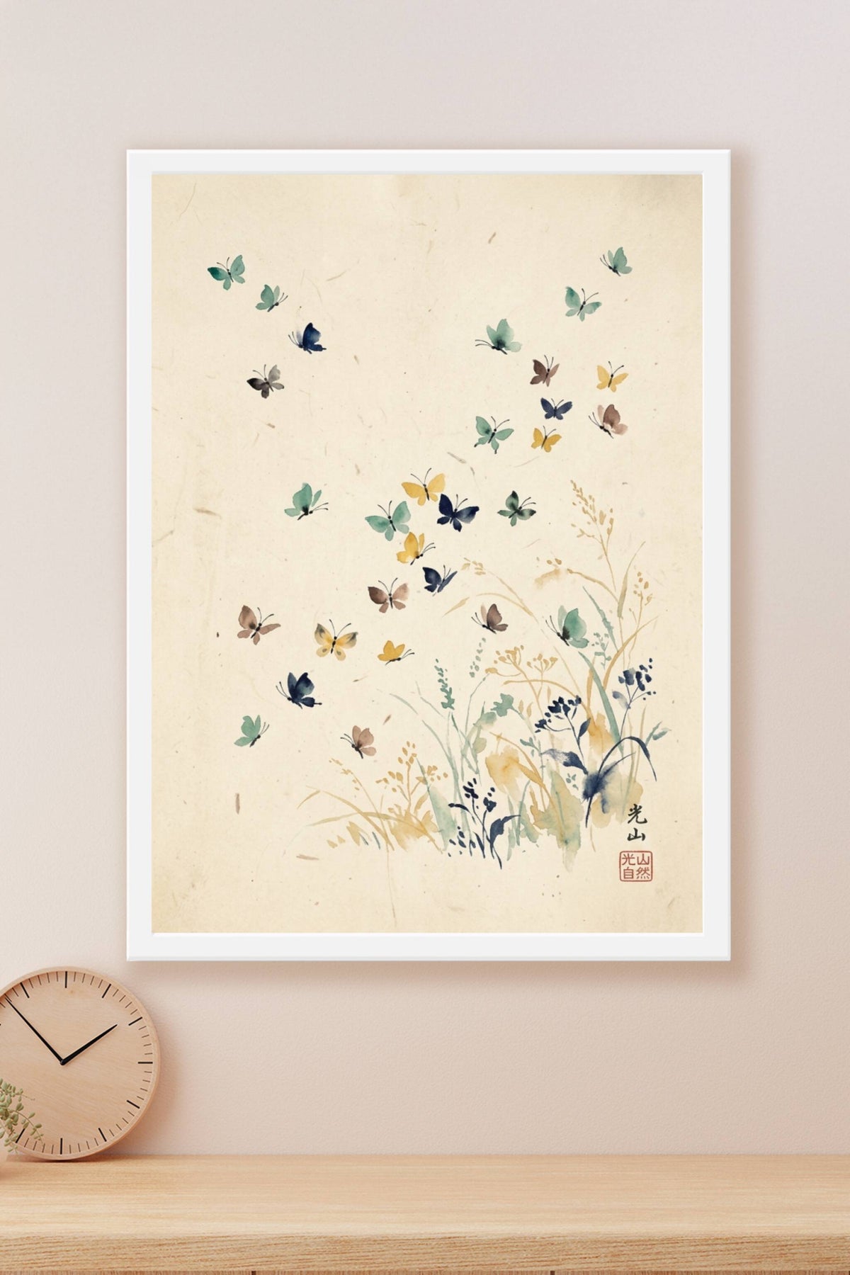 Affiche Papillons Japonais, poster aquarelle