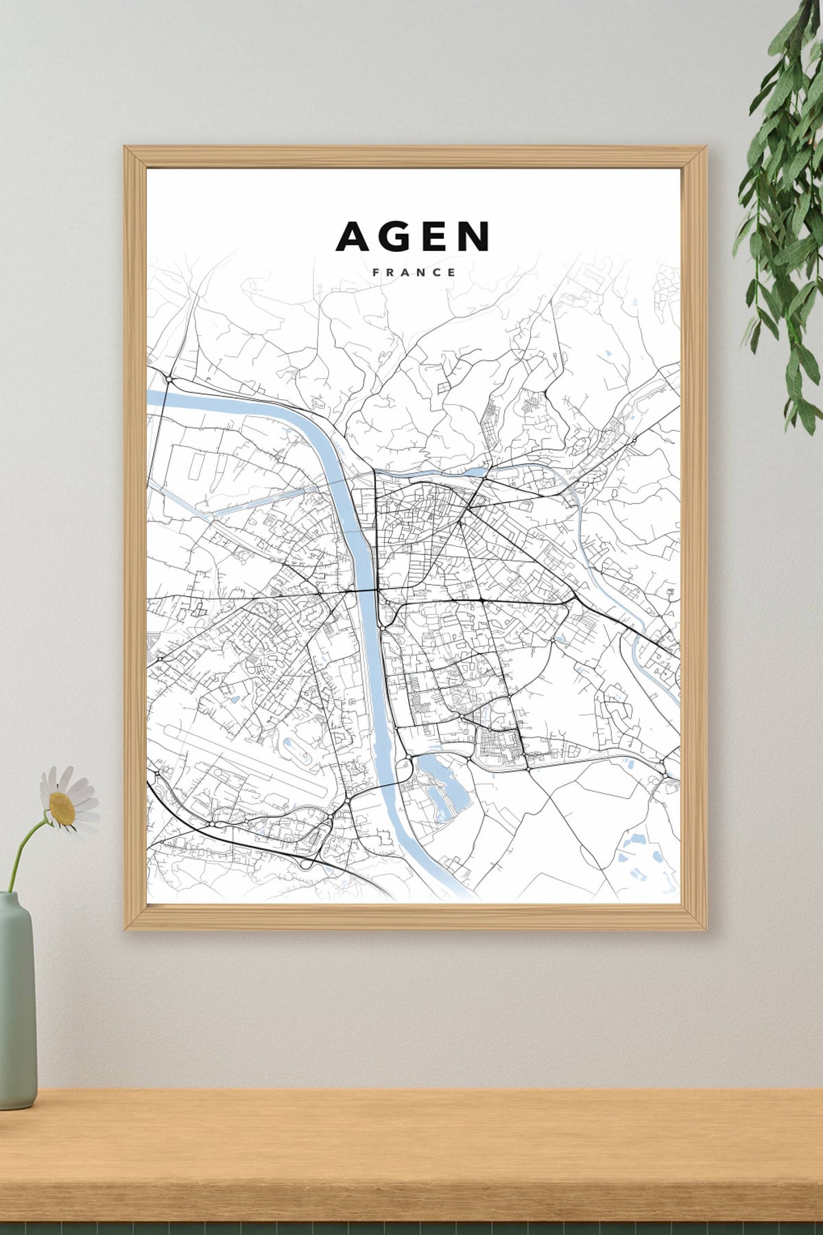 Affiche d'Agen, poster carte urbaine | Afich