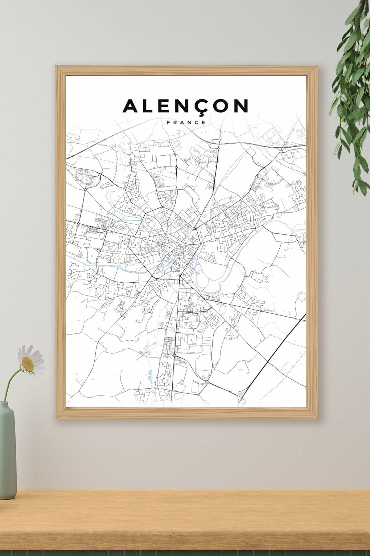 Affiche d'Alençon, poster plan de ville | Afich