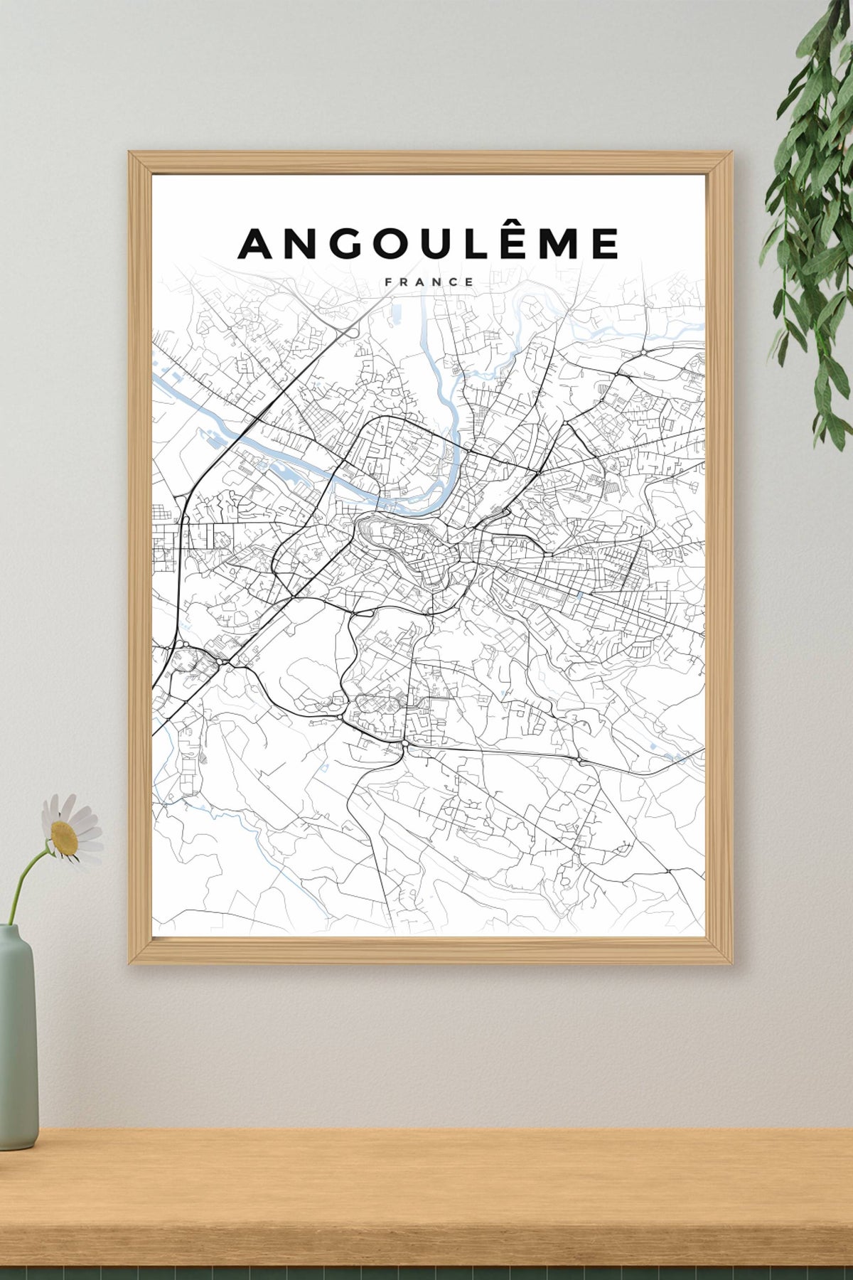 Affiche d'Angoulême, carte minimaliste | Afich