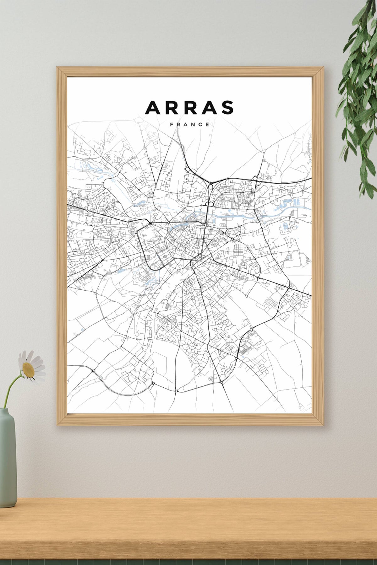 Affiche d'Arras, poster carte urbaine moderne | Afich