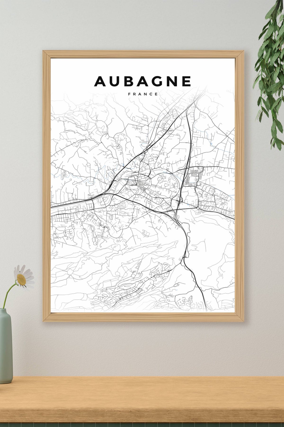 Affiche d'Aubagne, carte géographique | Afich