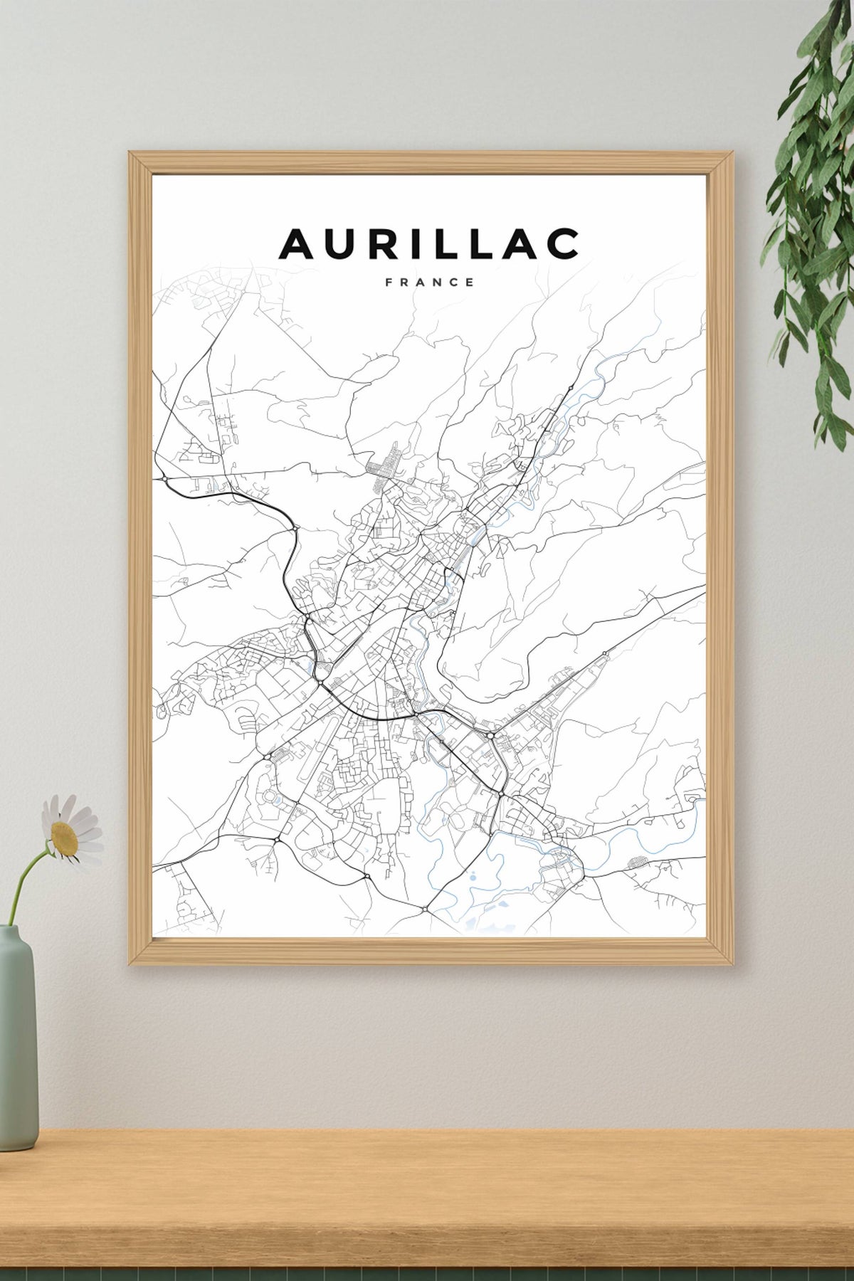 Affiche d'Aurillac, poster plan de ville | Afich