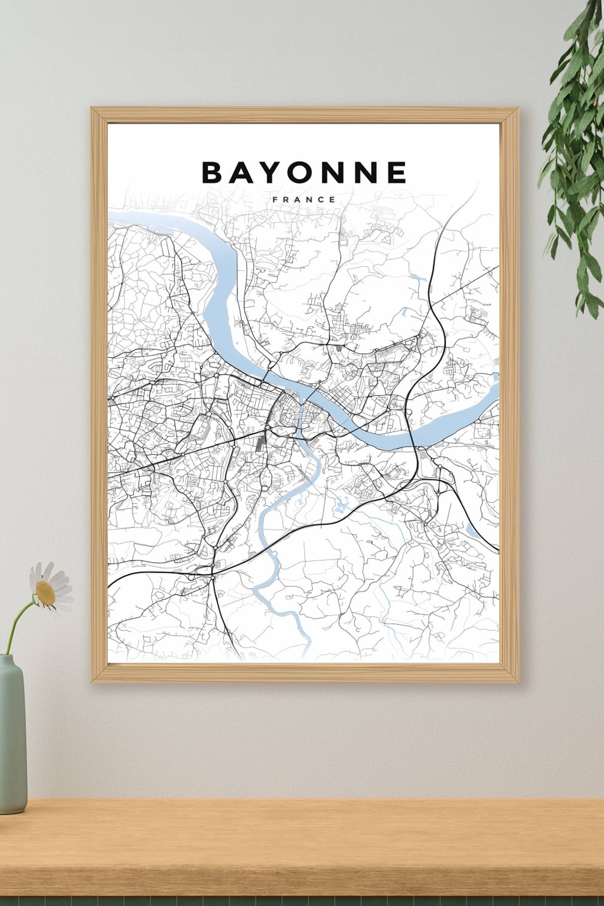 Affiche de Bayonne, poster plan de ville | Afich
