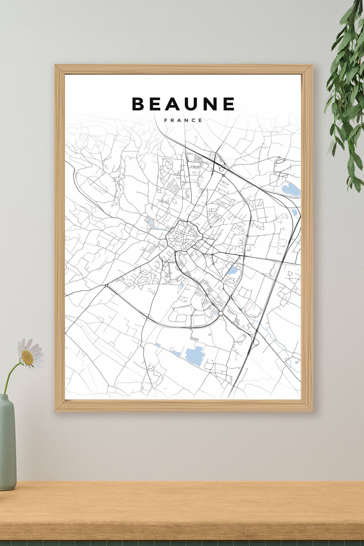 Affiche de Beaune, poster carte urbaine | Afich