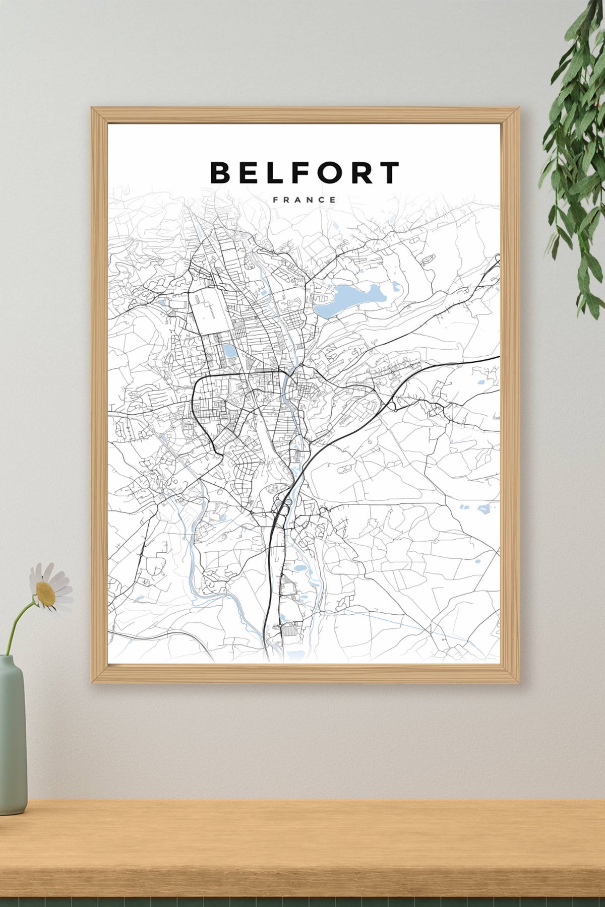 Affiche de Belfort, plan de ville minimaliste