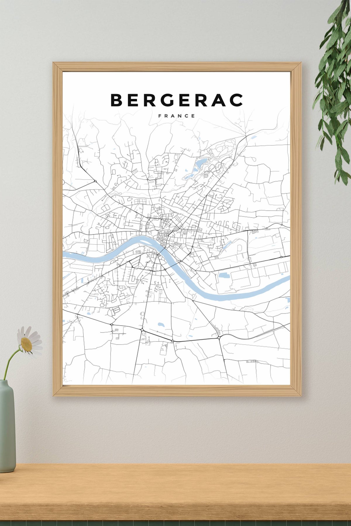 Affiche Bergerac, poster plan de ville | Afich