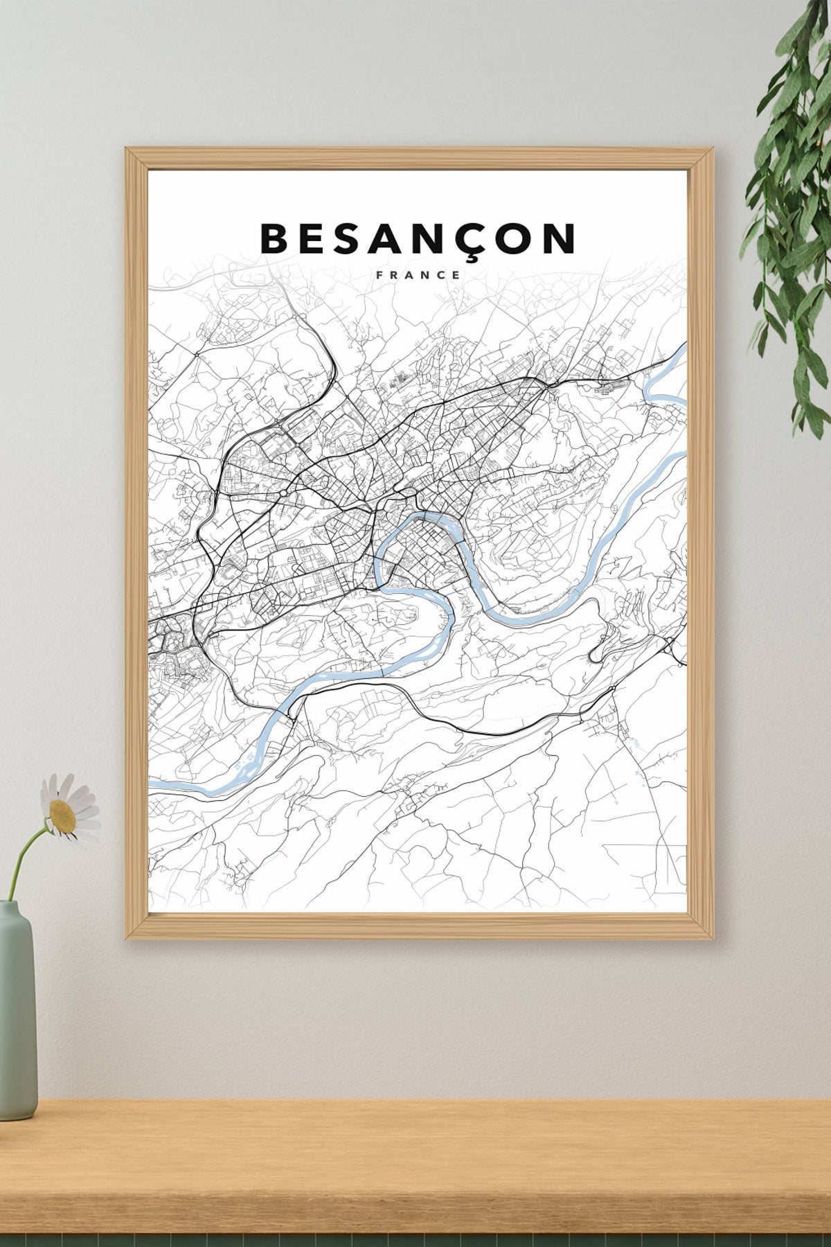 Affiche de Besançon, poster plan urbain | Afich