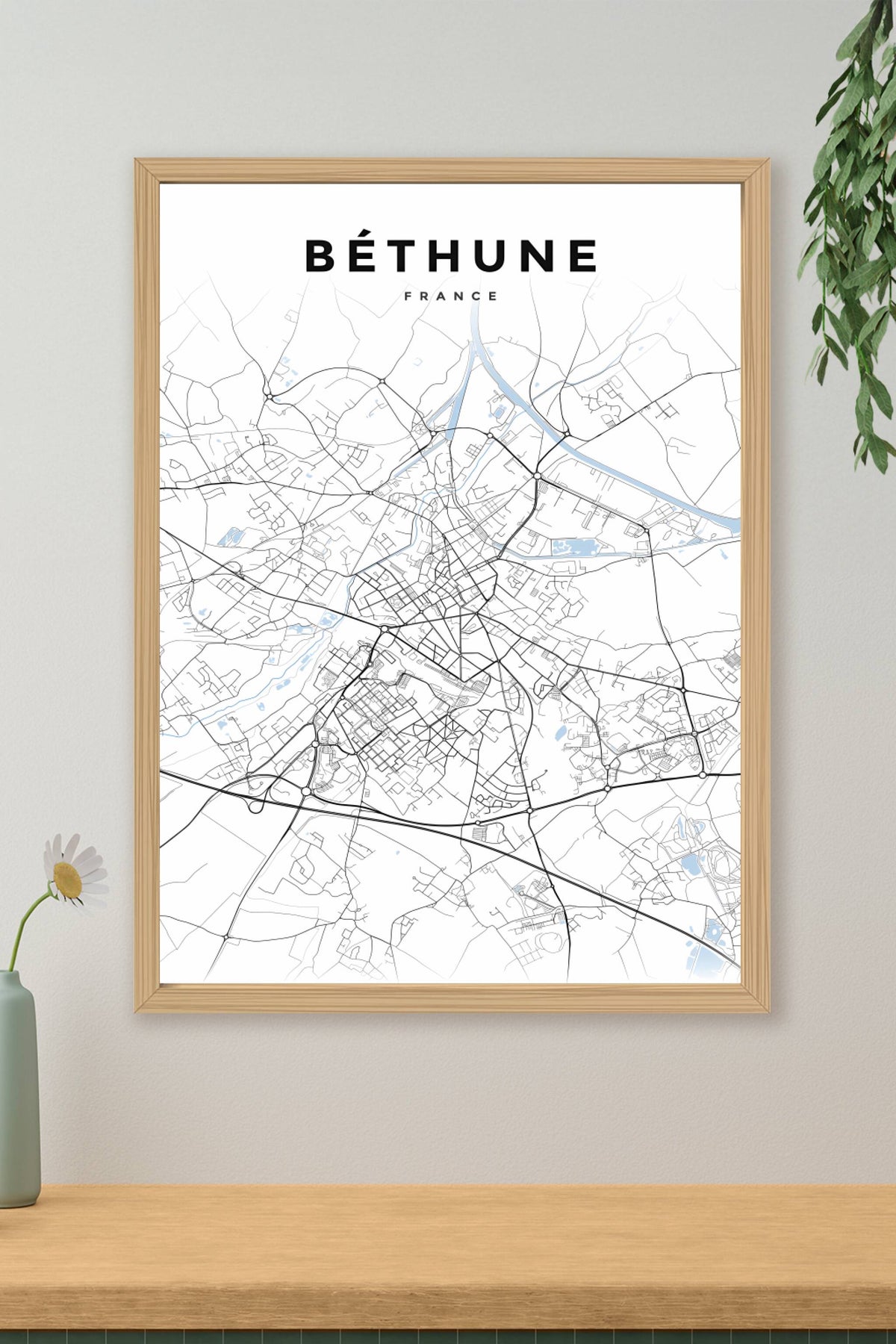 Affiche de Béthune, poster plan de ville | Afich