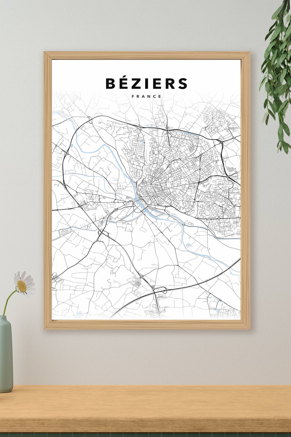 Affiche de Béziers, carte de ville moderne | Afich
