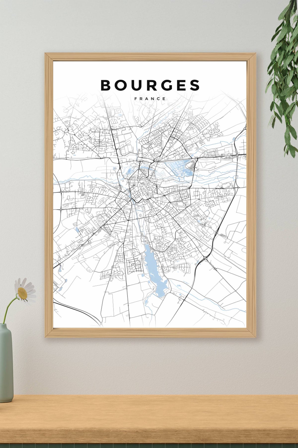 Affiche de Bourges, poster plan urbain | Afich