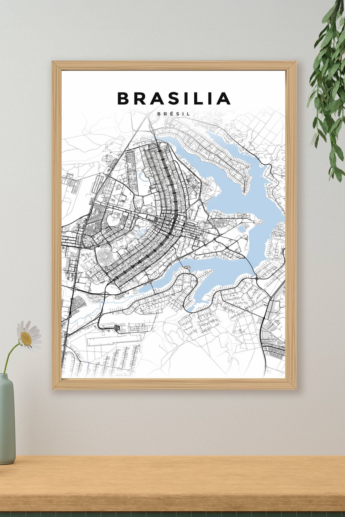 Affiche de Brasilia, poster carte du Brésil | Afich
