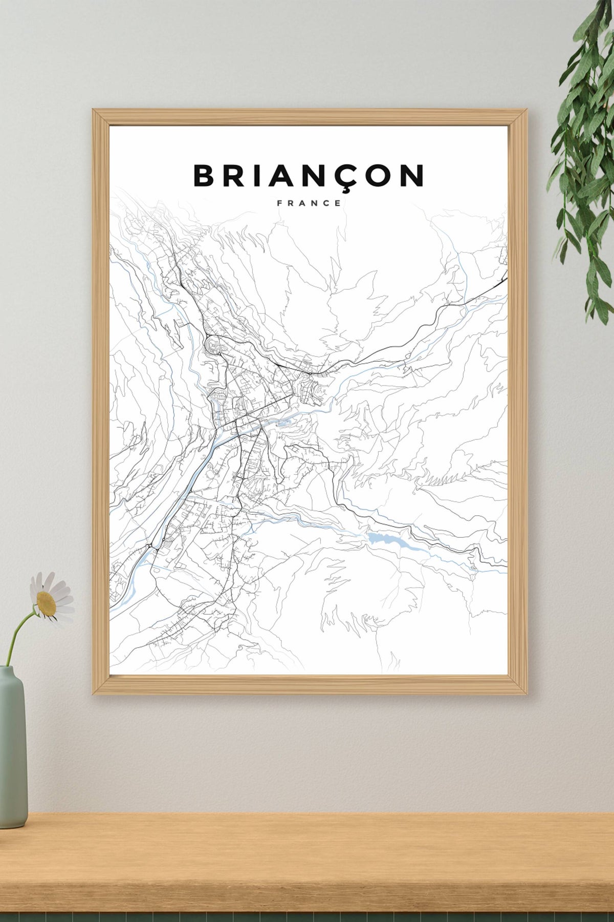 Affiche Briançon, carte géographique | Afich