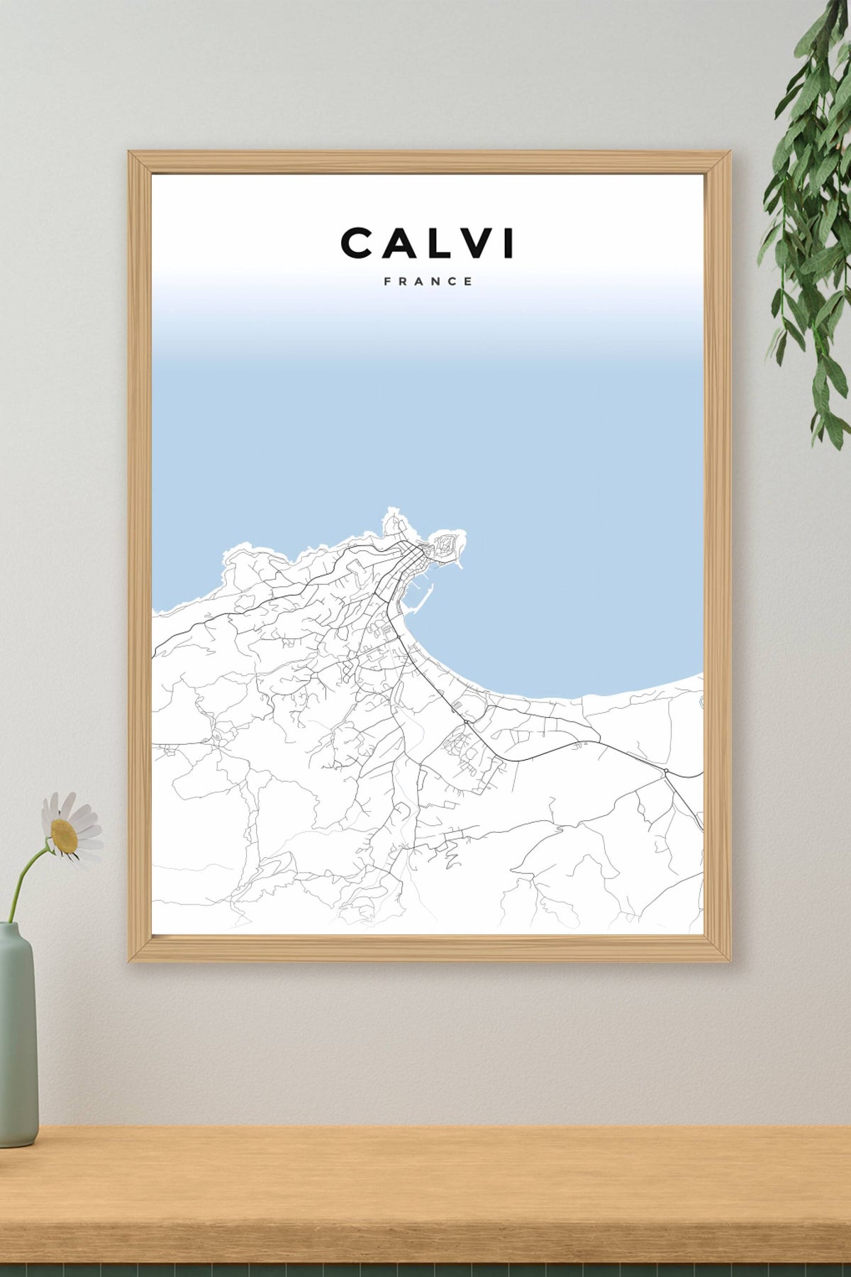 Affiche de Calvi, plan de ville minimaliste | Afich