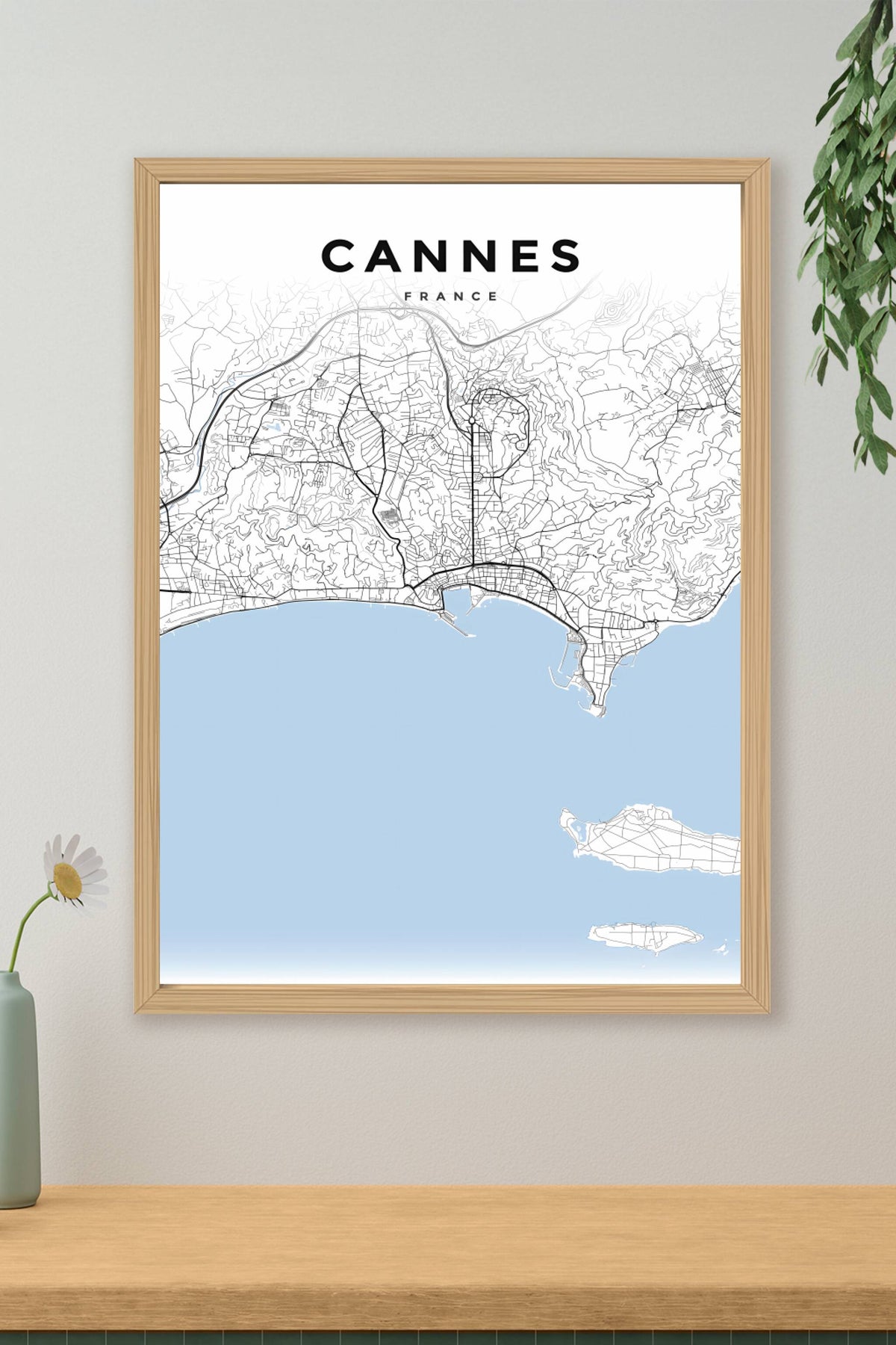 Affiche de Cannes, plan de ville moderne | Afich