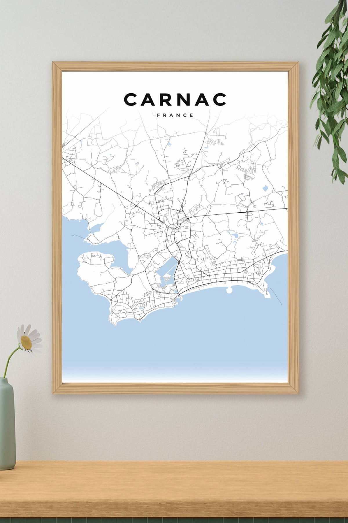 Affiche de Carnac, poster plan de ville minimaliste